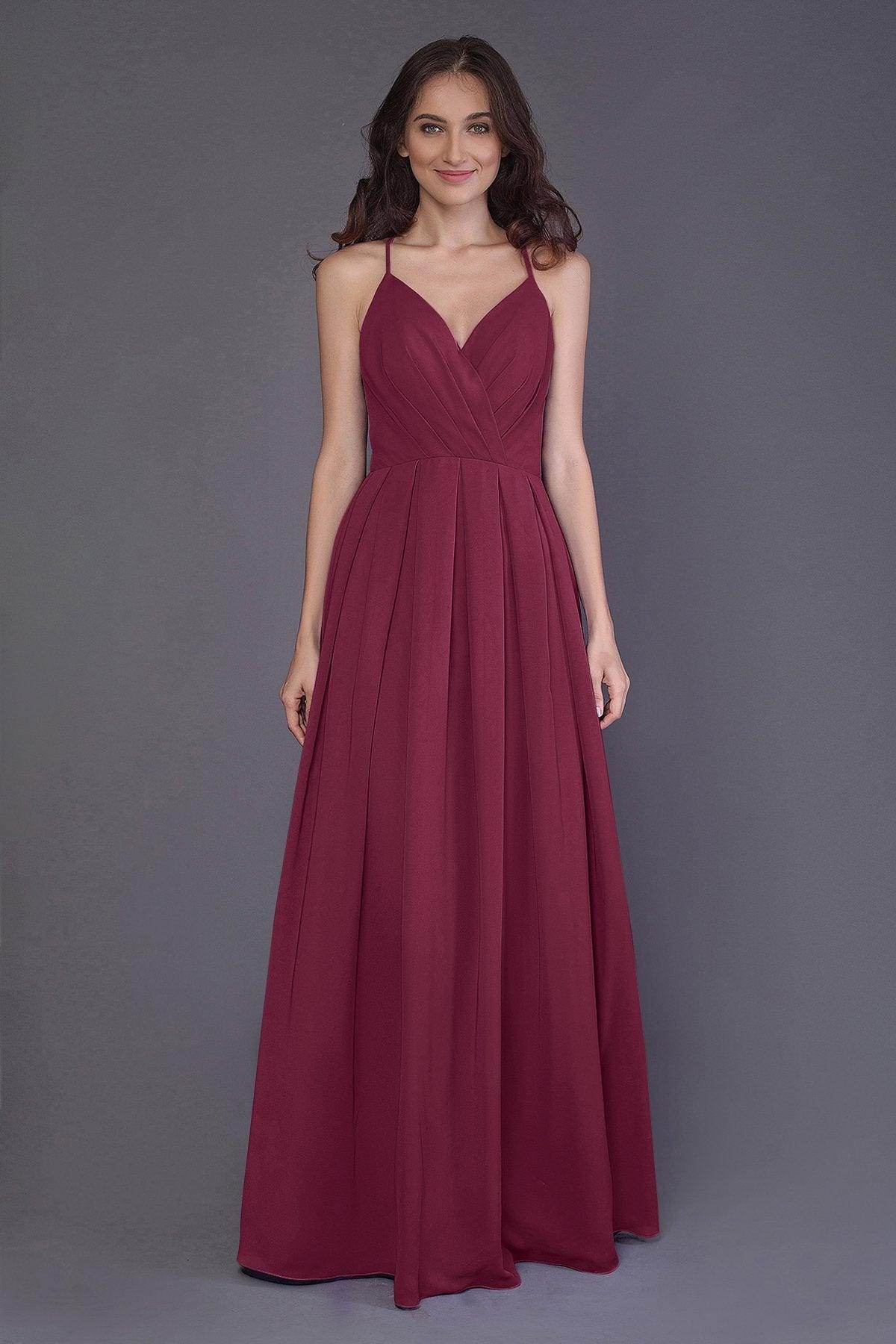 Sheath-Column Floor Length Chiffon Bridesmaid Dress PR3572 - COCOMELODY