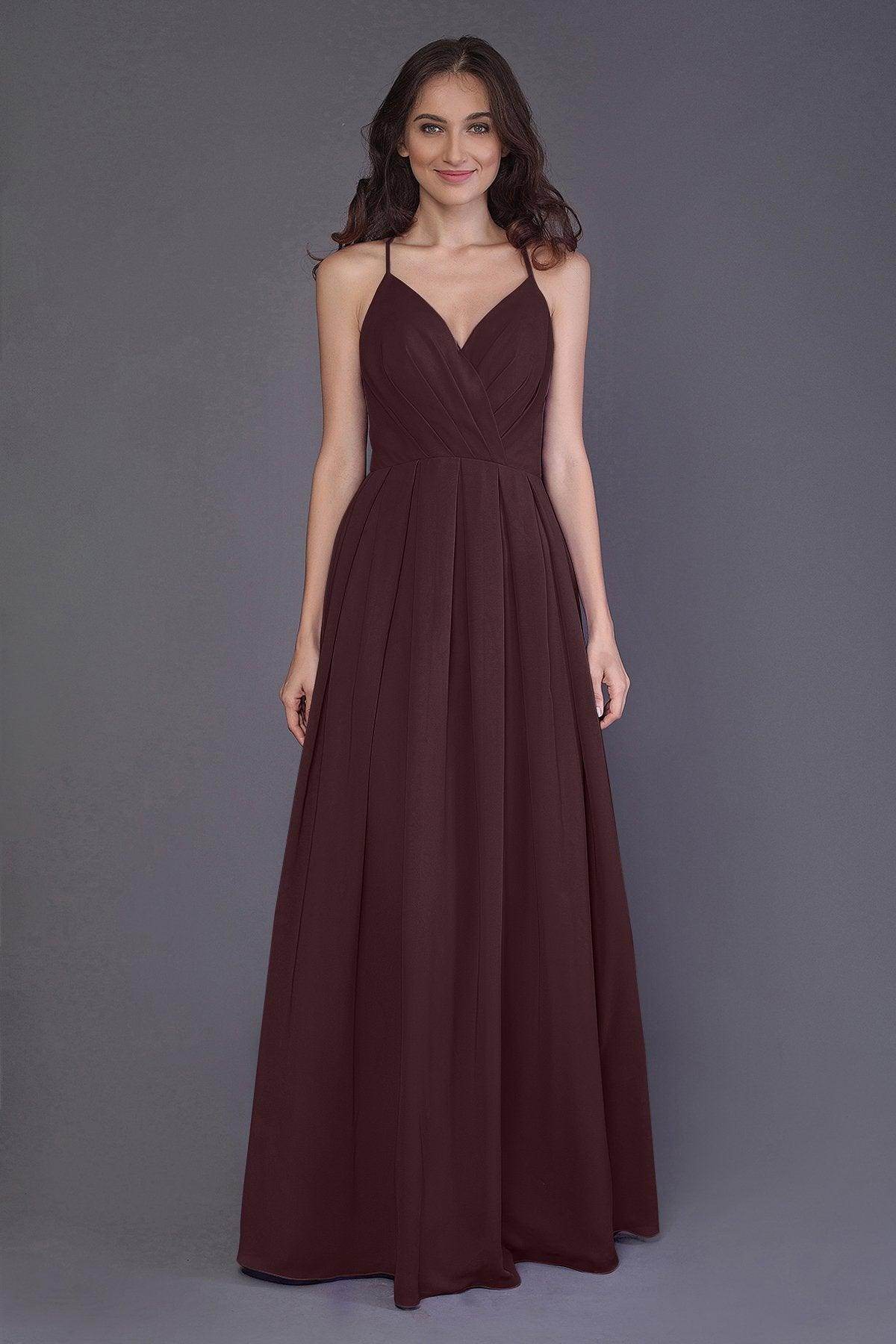 Sheath-Column Floor Length Chiffon Bridesmaid Dress PR3572 - COCOMELODY