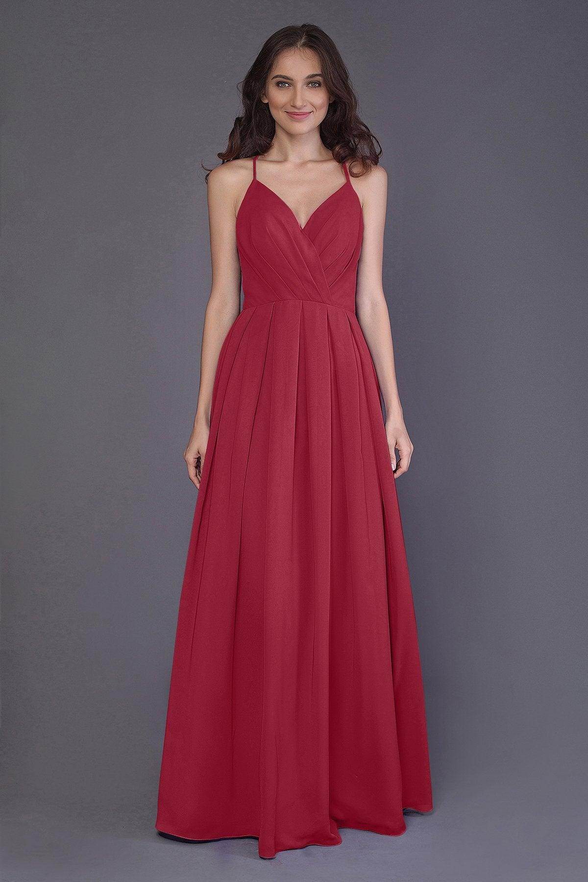Sheath-Column Floor Length Chiffon Bridesmaid Dress PR3572 - COCOMELODY