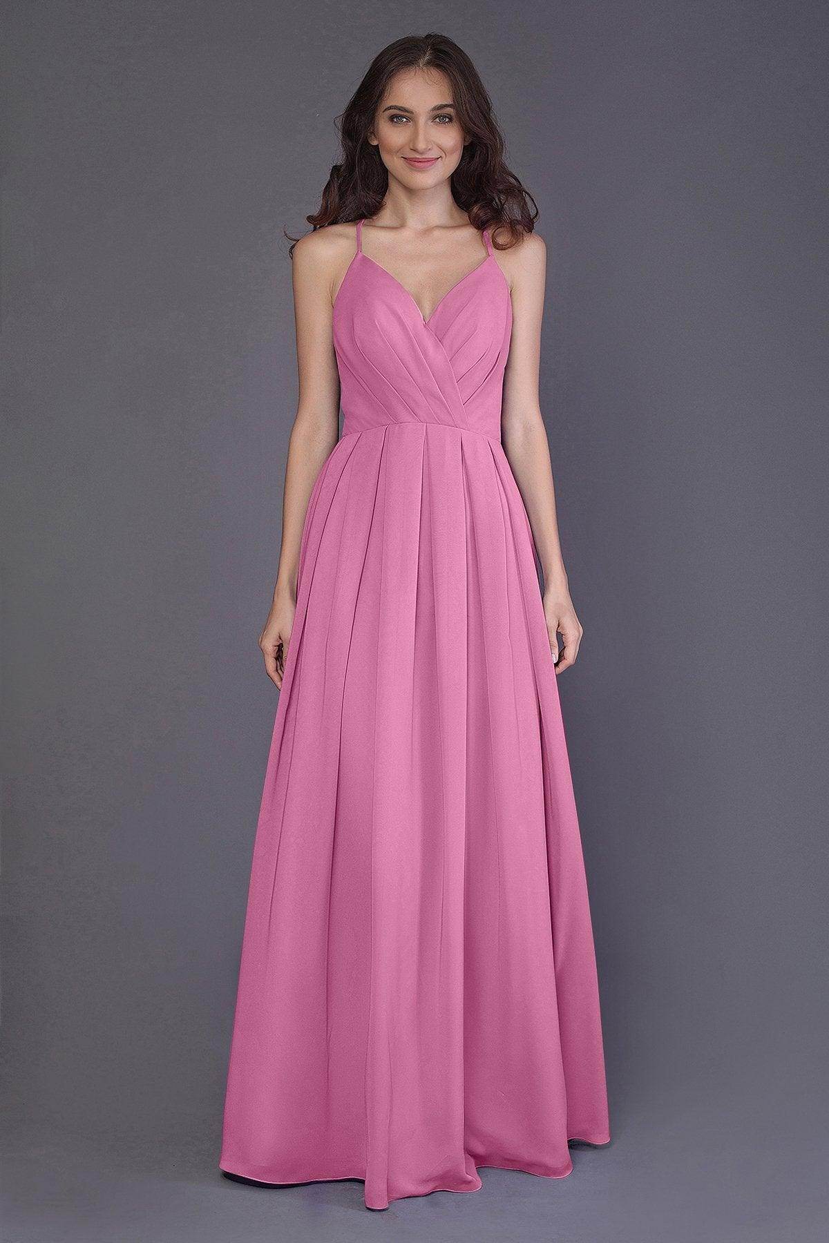 Sheath-Column Floor Length Chiffon Bridesmaid Dress PR3572 - COCOMELODY
