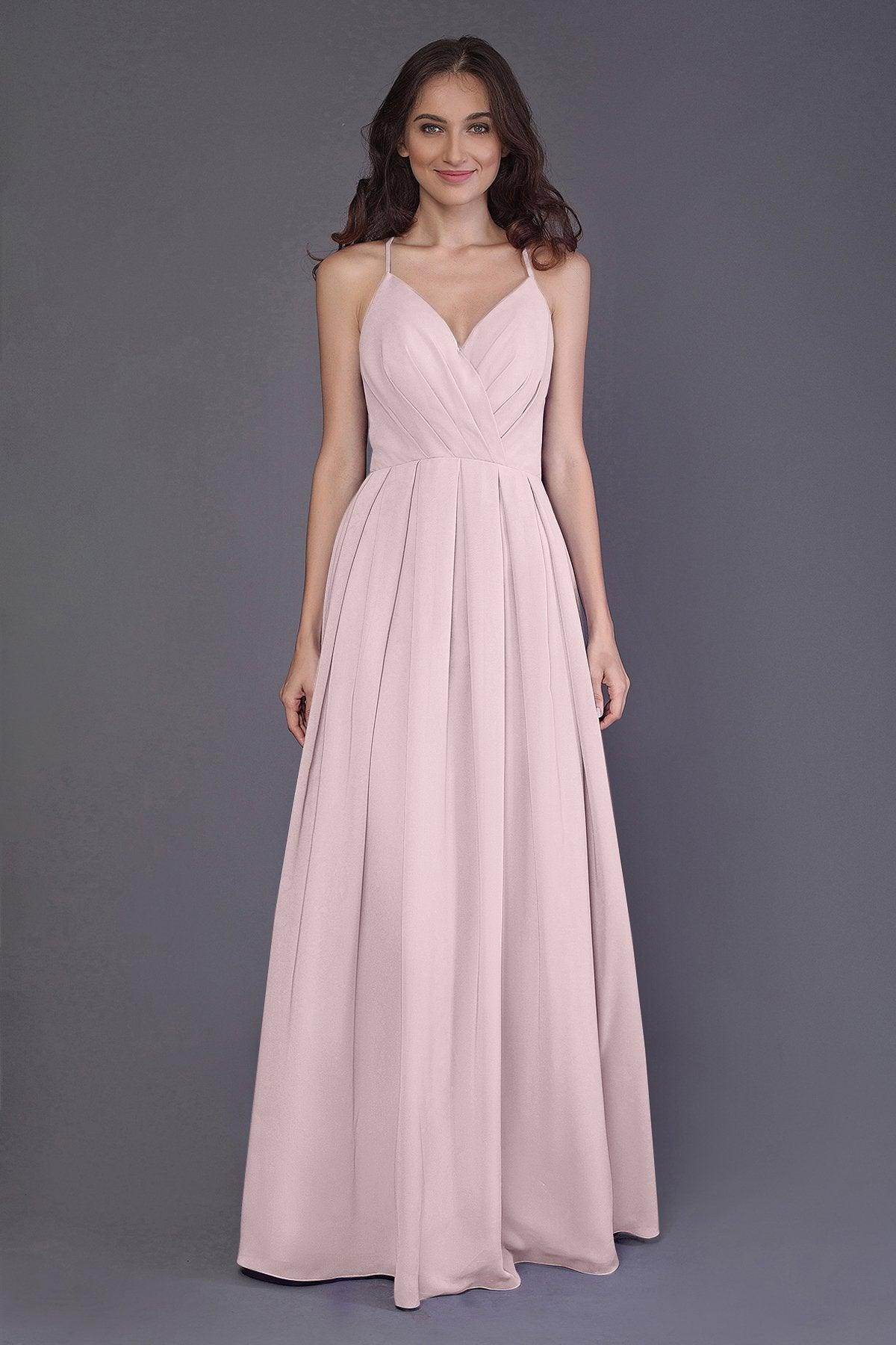 Sheath-Column Floor Length Chiffon Bridesmaid Dress PR3572 - COCOMELODY