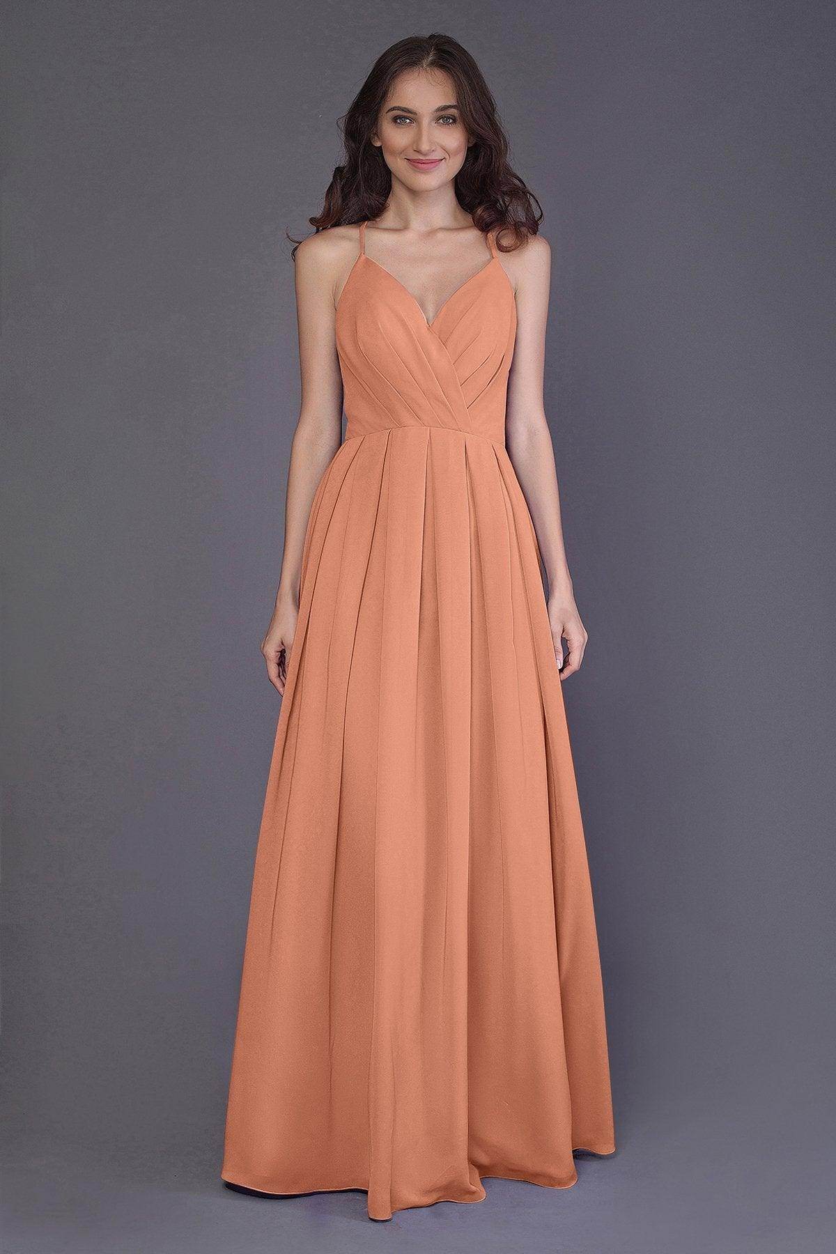 Sheath-Column Floor Length Chiffon Bridesmaid Dress PR3572 - COCOMELODY