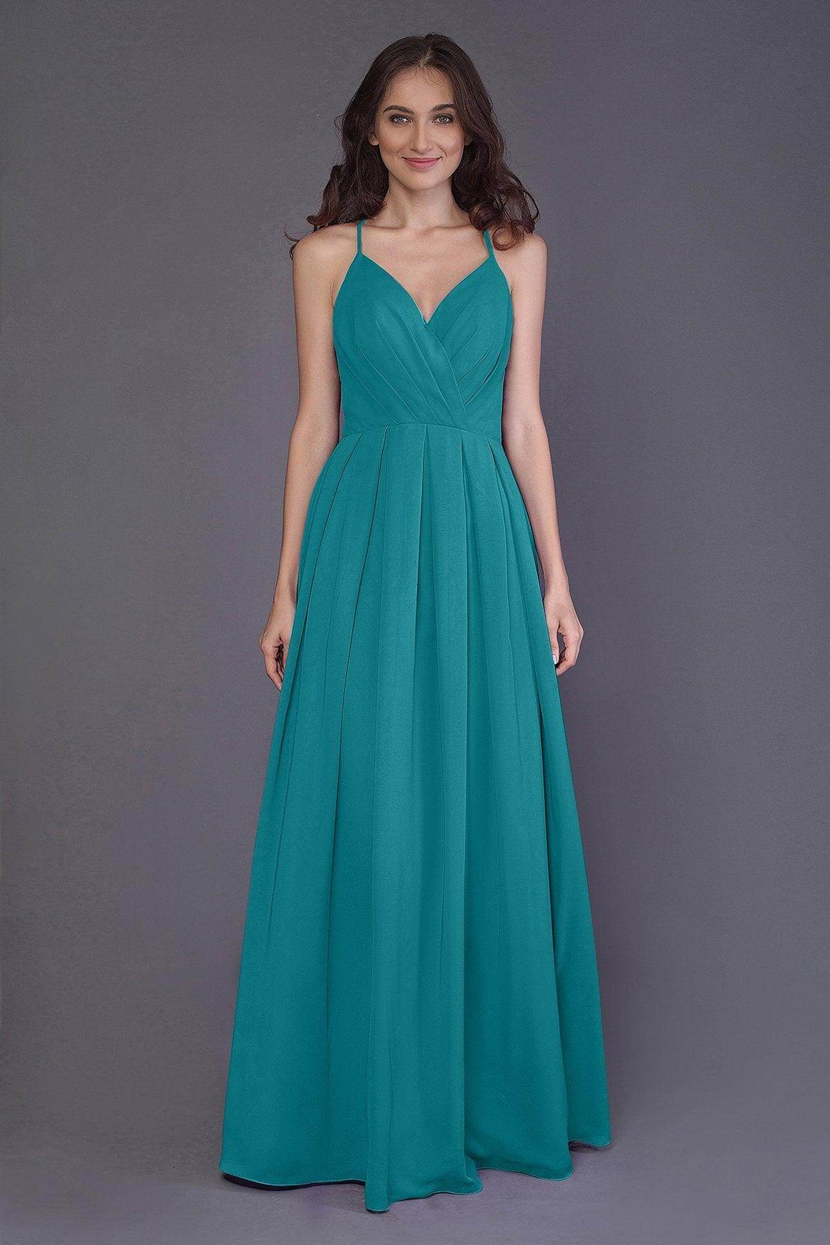 Sheath-Column Floor Length Chiffon Bridesmaid Dress PR3572 - COCOMELODY