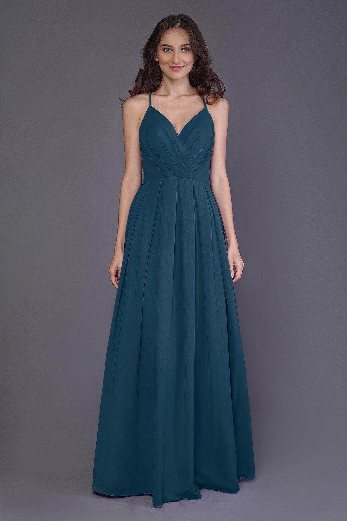 Sheath-Column Floor Length Chiffon Bridesmaid Dress PR3572 - COCOMELODY