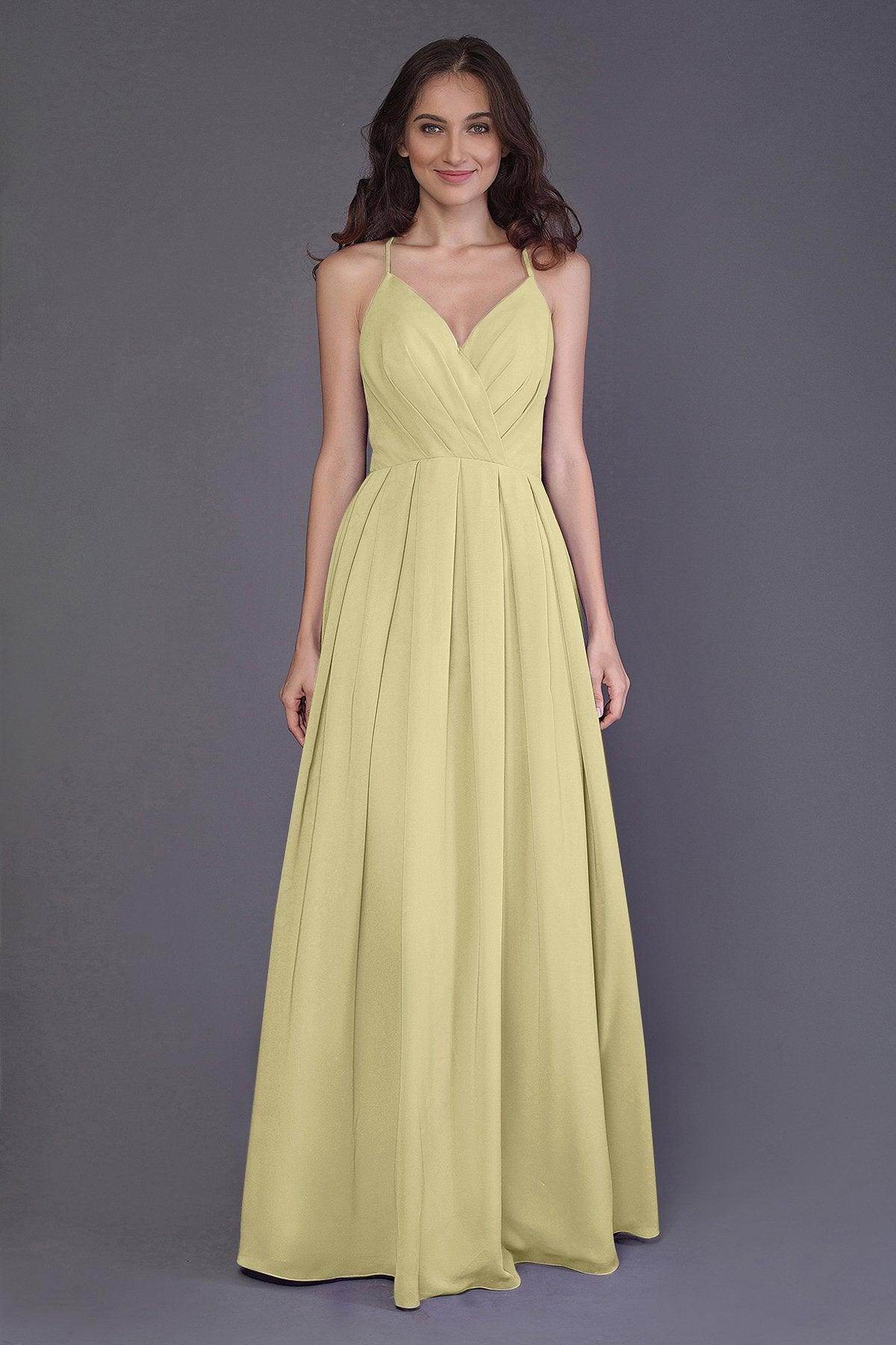 Sheath-Column Floor Length Chiffon Bridesmaid Dress PR3572 - COCOMELODY