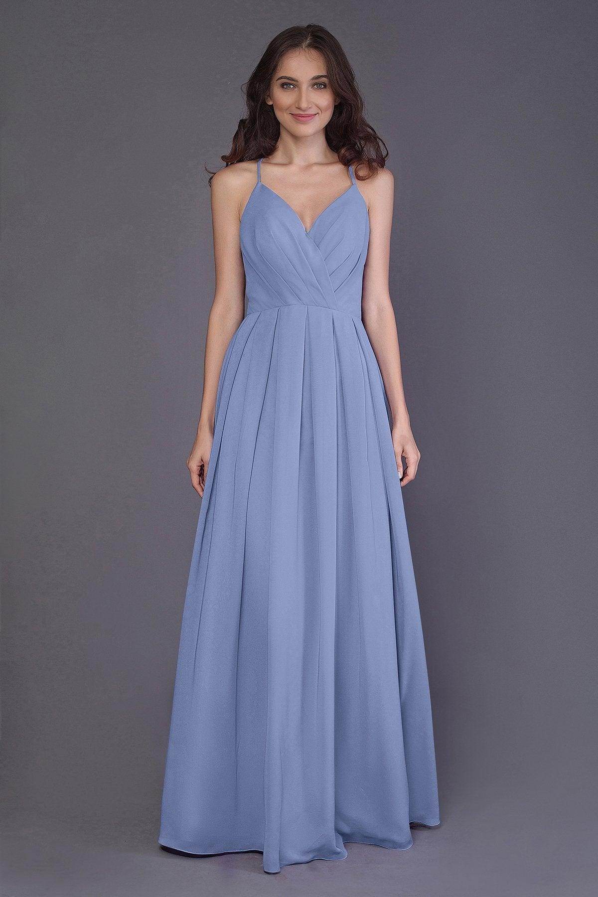 Sheath-Column Floor Length Chiffon Bridesmaid Dress PR3572 - COCOMELODY