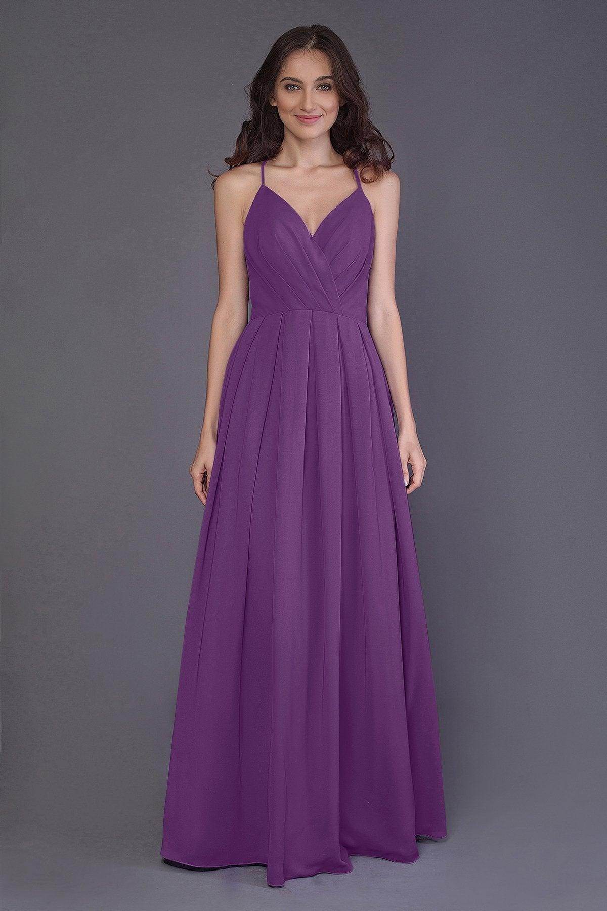 Sheath-Column Floor Length Chiffon Bridesmaid Dress PR3572 - COCOMELODY