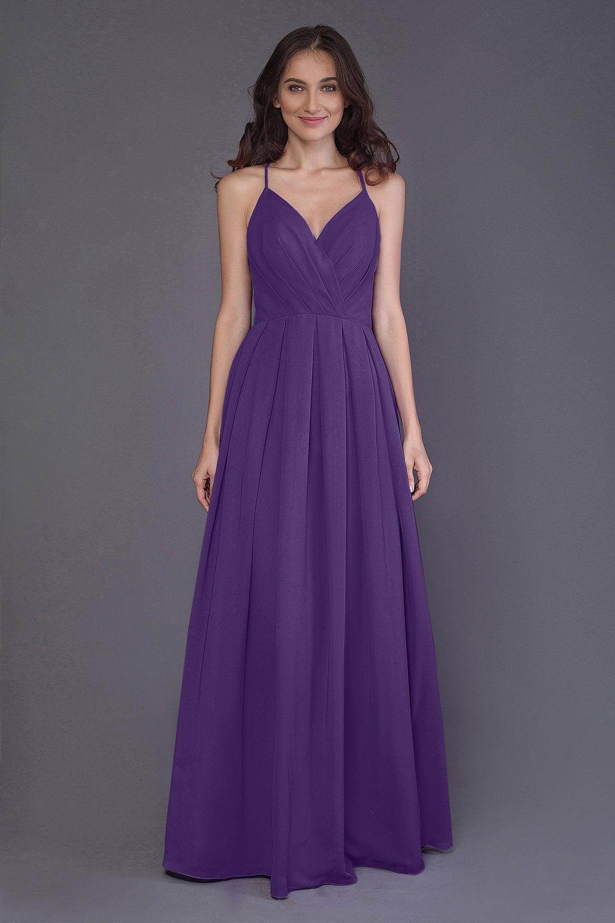 Sheath-Column Floor Length Chiffon Bridesmaid Dress PR3572 - COCOMELODY