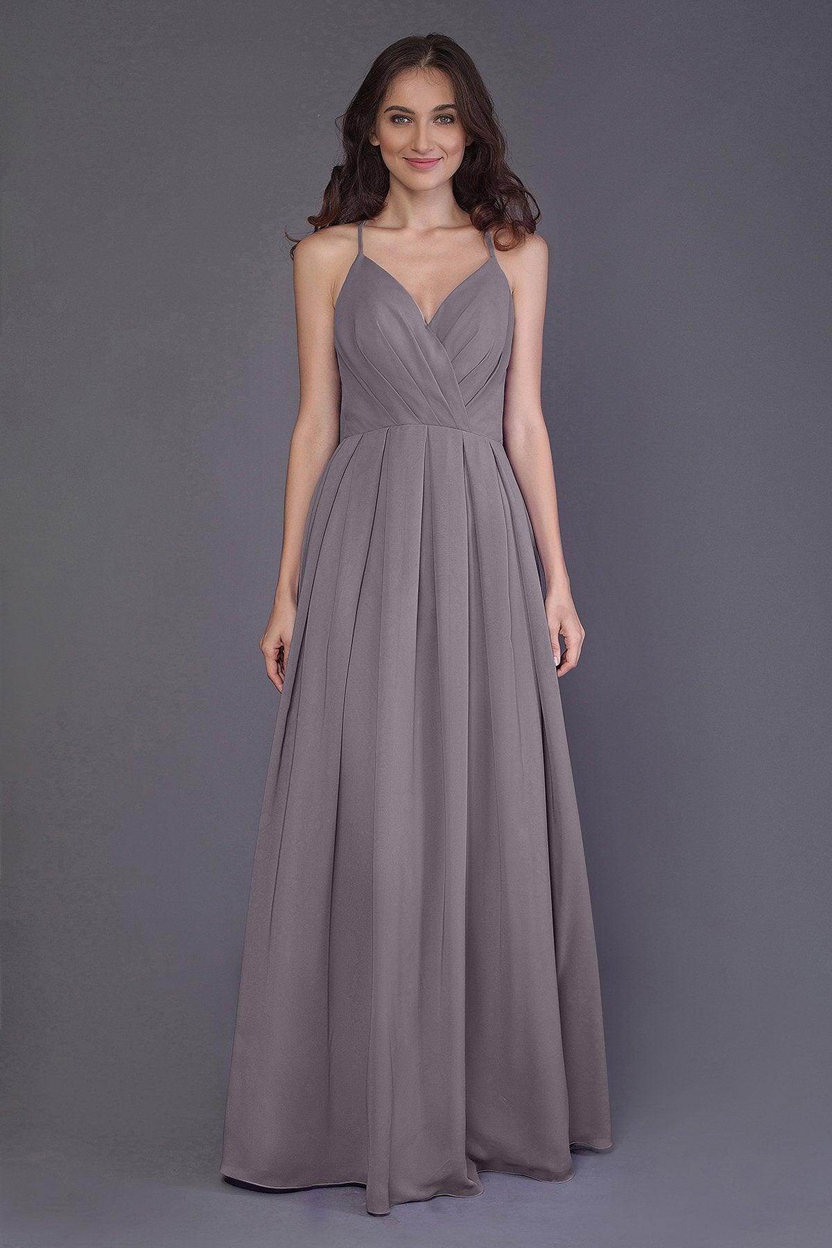 Sheath-Column Floor Length Chiffon Bridesmaid Dress PR3572 - COCOMELODY