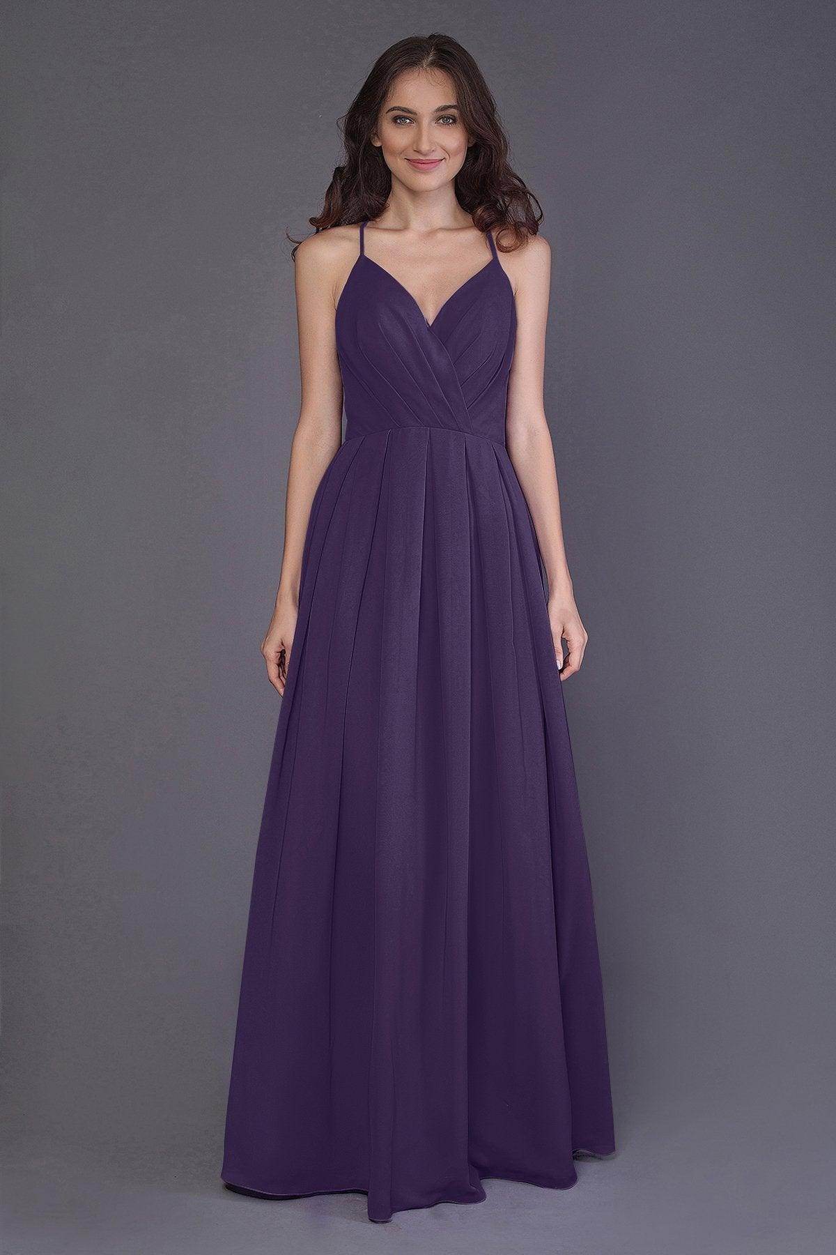 Sheath-Column Floor Length Chiffon Bridesmaid Dress PR3572 - COCOMELODY