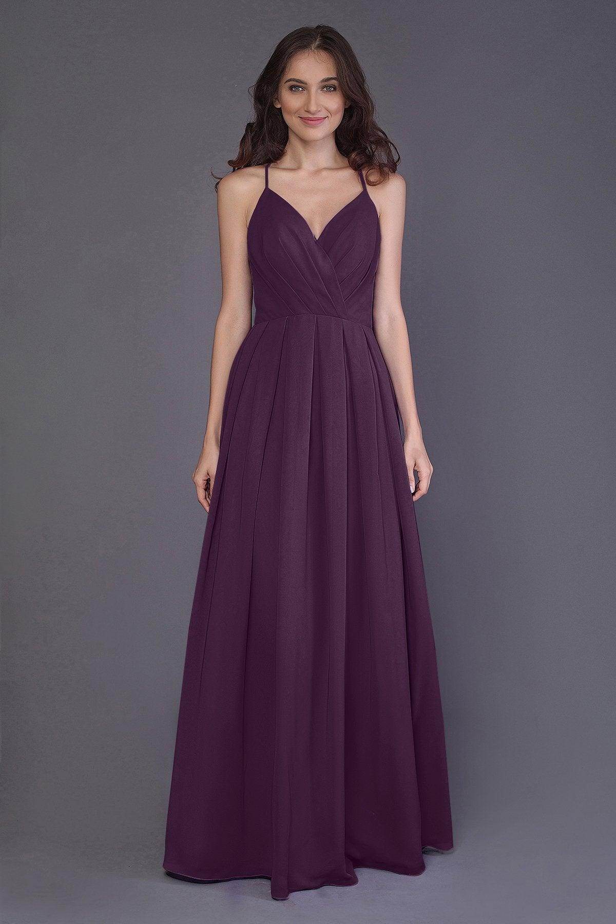 Sheath-Column Floor Length Chiffon Bridesmaid Dress PR3572 - COCOMELODY