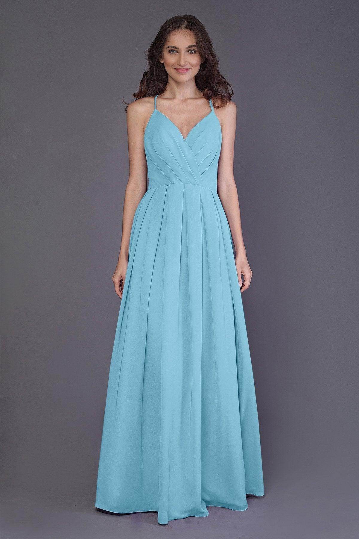 Sheath-Column Floor Length Chiffon Bridesmaid Dress PR3572 - COCOMELODY