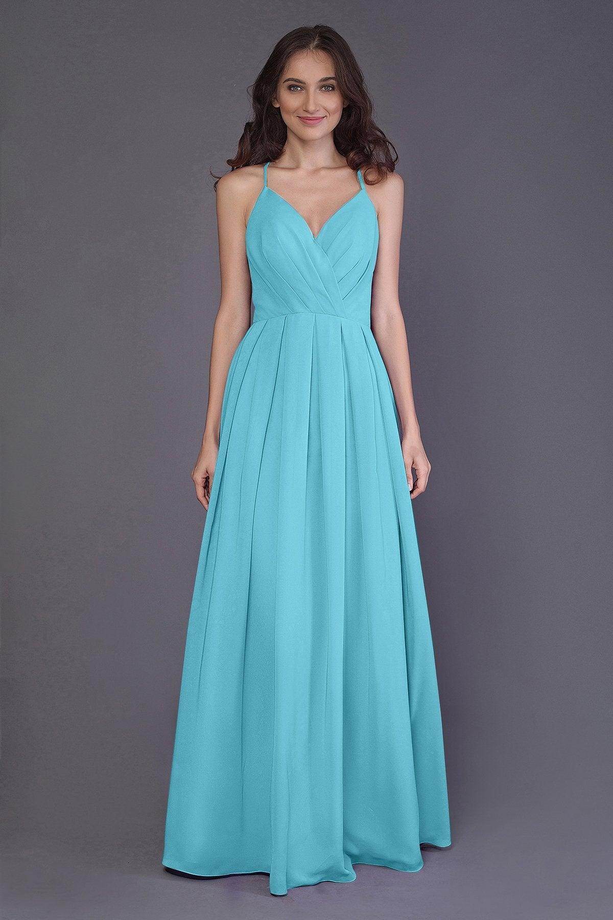 Sheath-Column Floor Length Chiffon Bridesmaid Dress PR3572 - COCOMELODY