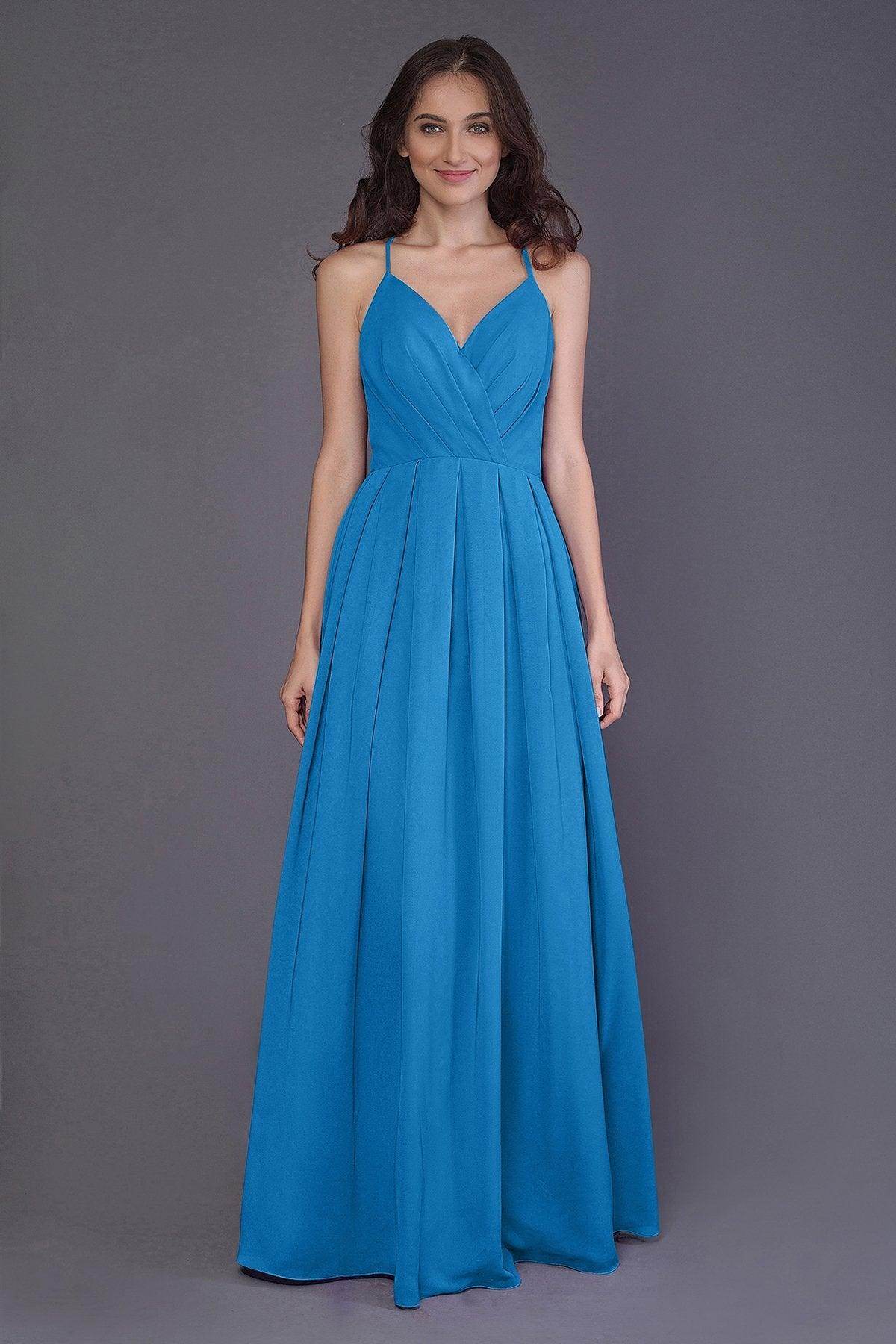 Sheath-Column Floor Length Chiffon Bridesmaid Dress PR3572 - COCOMELODY