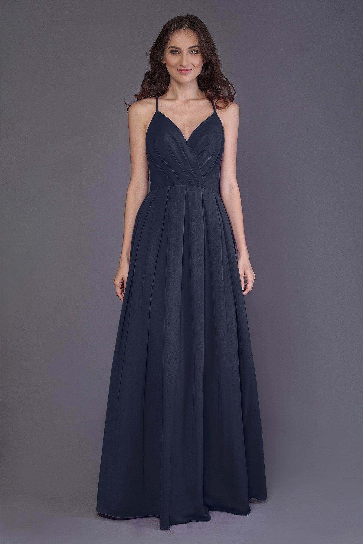 Sheath-Column Floor Length Chiffon Bridesmaid Dress PR3572 - COCOMELODY