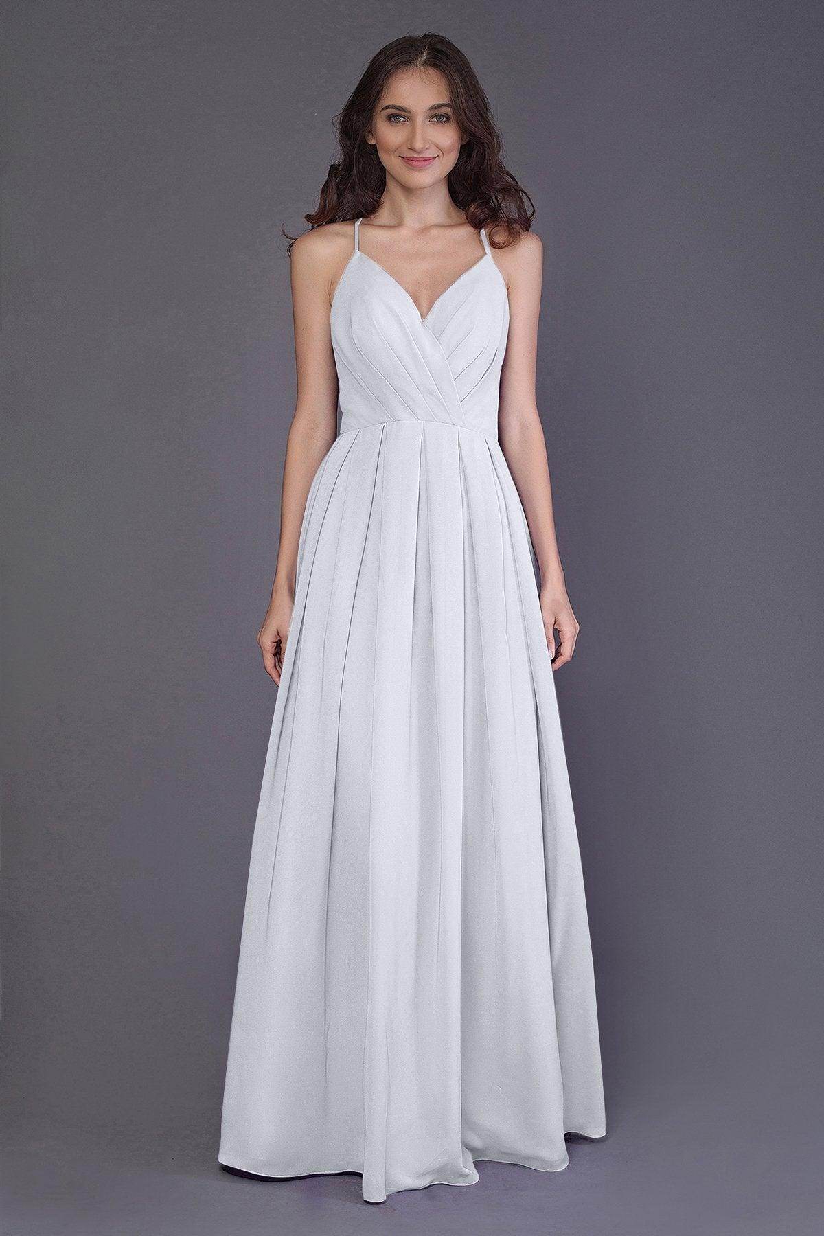 Sheath-Column Floor Length Chiffon Bridesmaid Dress PR3572 - COCOMELODY