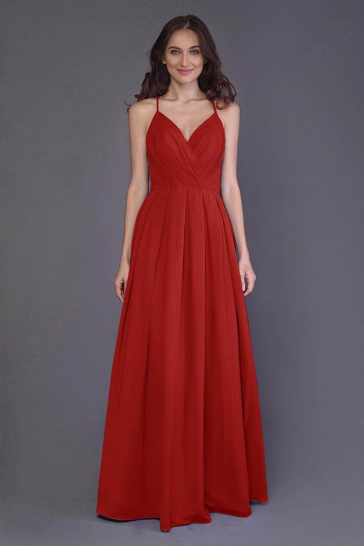 Sheath-Column Floor Length Chiffon Bridesmaid Dress PR3572 - COCOMELODY