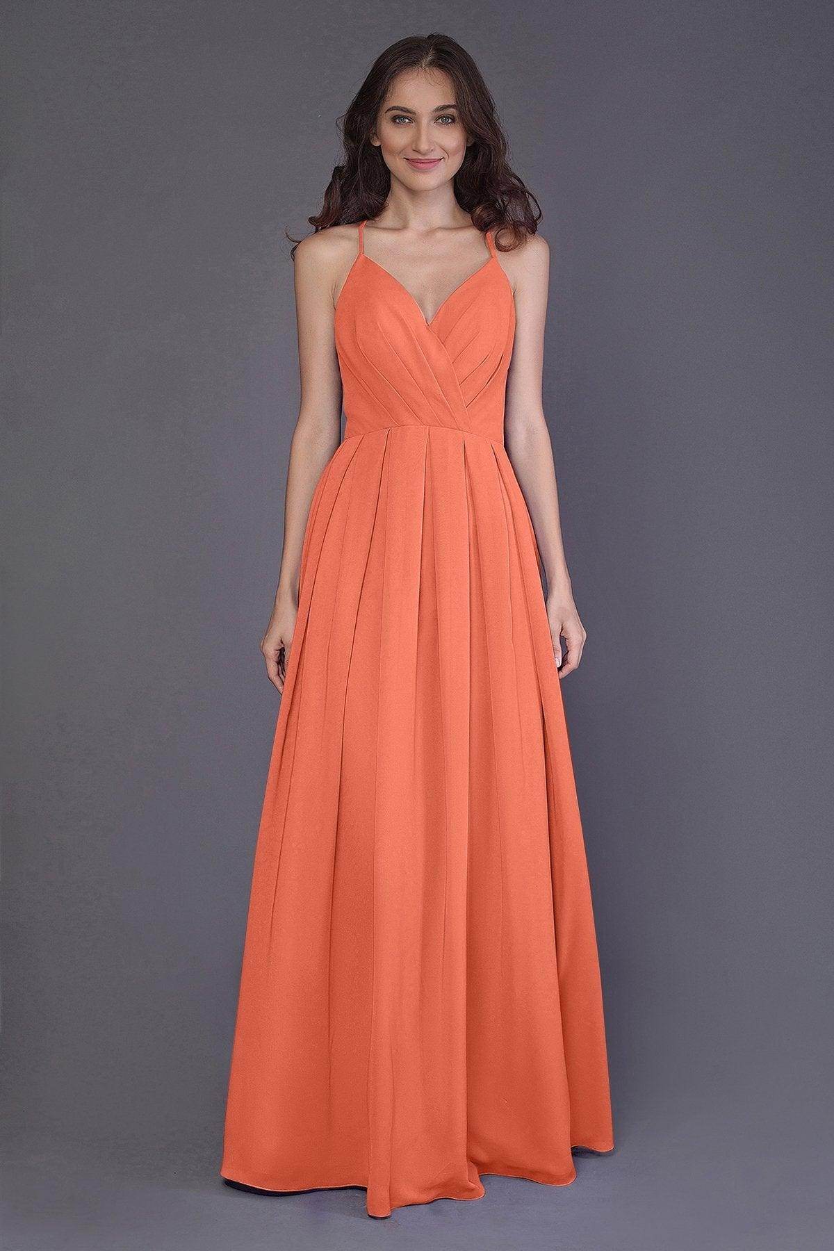 Sheath-Column Floor Length Chiffon Bridesmaid Dress PR3572 - COCOMELODY