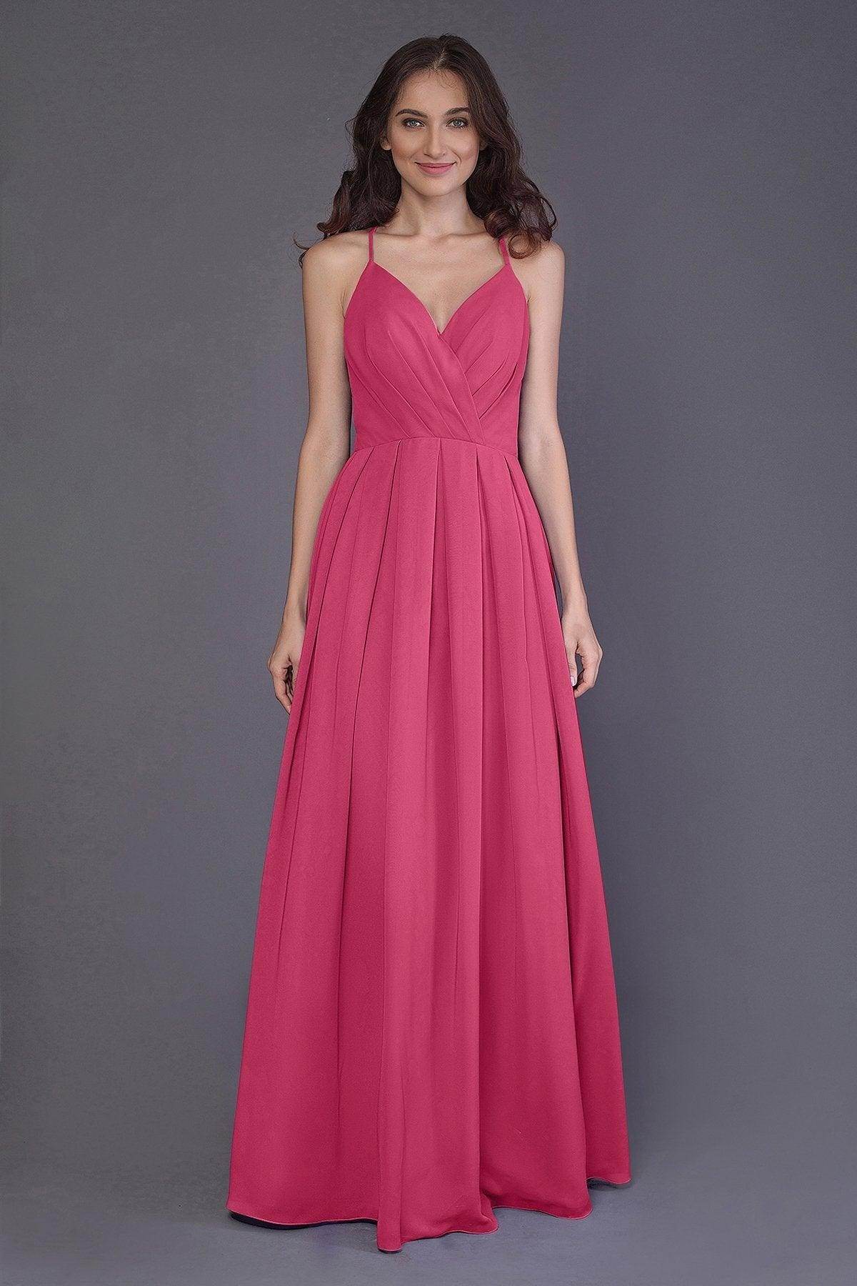 Sheath-Column Floor Length Chiffon Bridesmaid Dress PR3572 - COCOMELODY