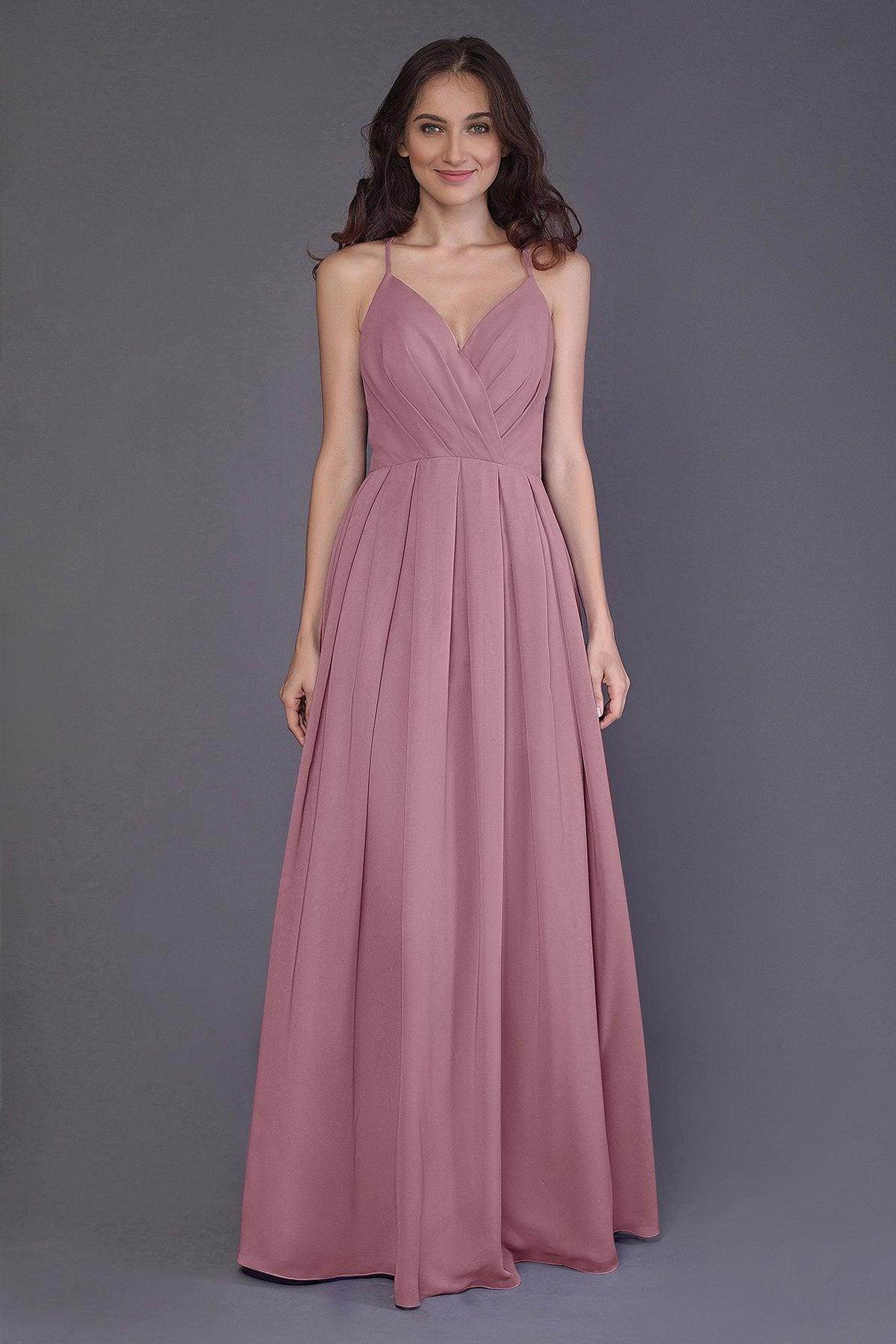 Sheath-Column Floor Length Chiffon Bridesmaid Dress PR3572 - COCOMELODY