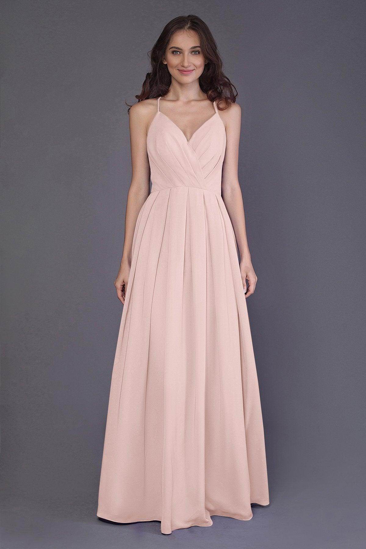 Sheath-Column Floor Length Chiffon Bridesmaid Dress PR3572 - COCOMELODY