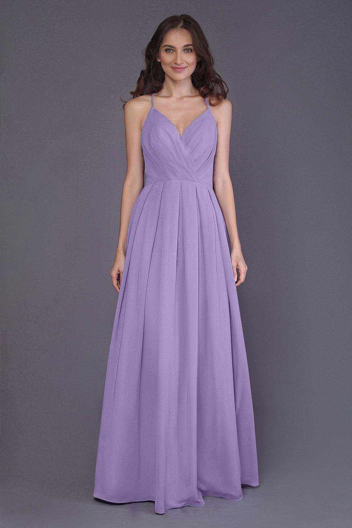 Sheath-Column Floor Length Chiffon Bridesmaid Dress PR3572 - COCOMELODY
