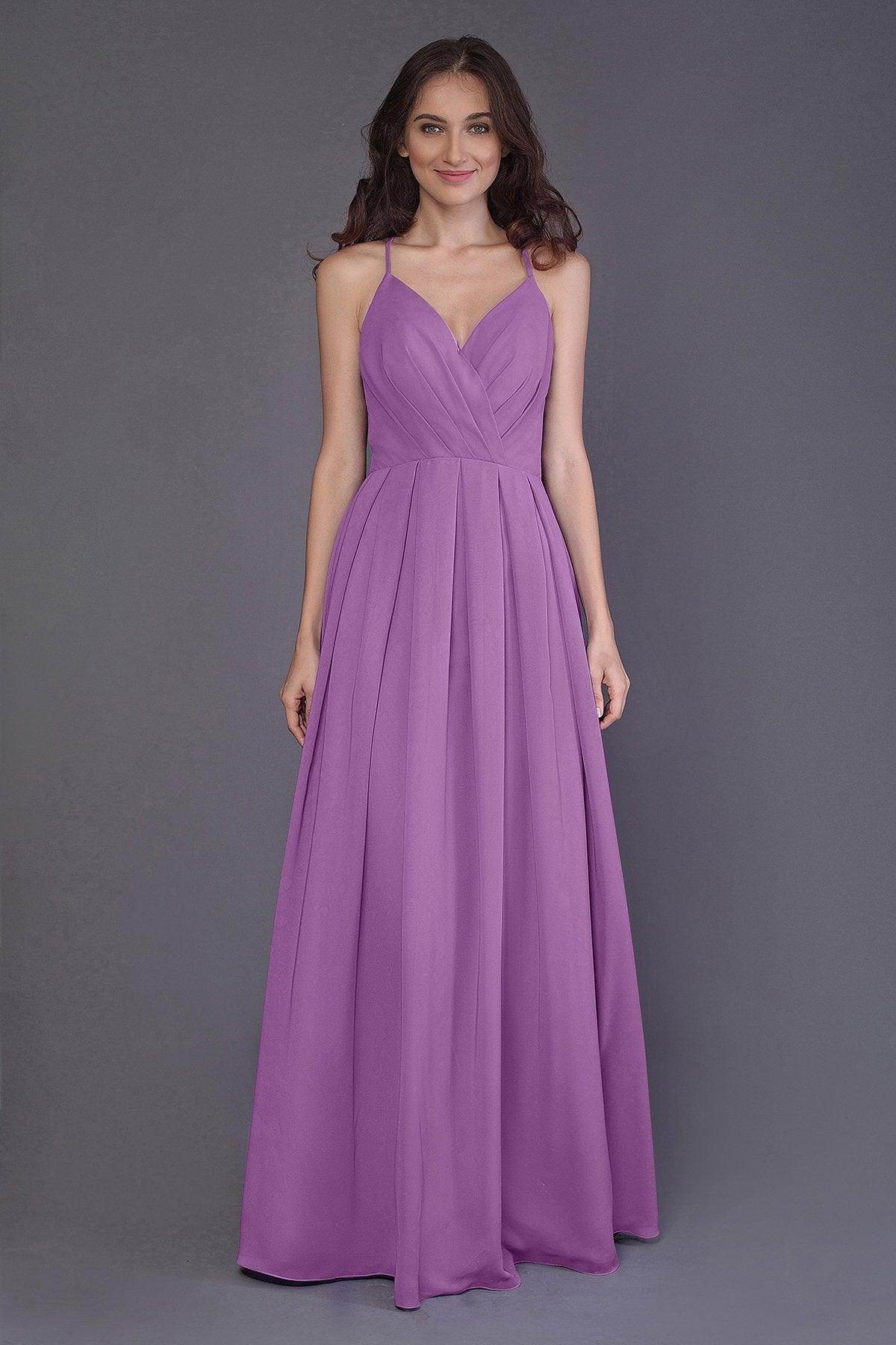 Sheath-Column Floor Length Chiffon Bridesmaid Dress PR3572 - COCOMELODY