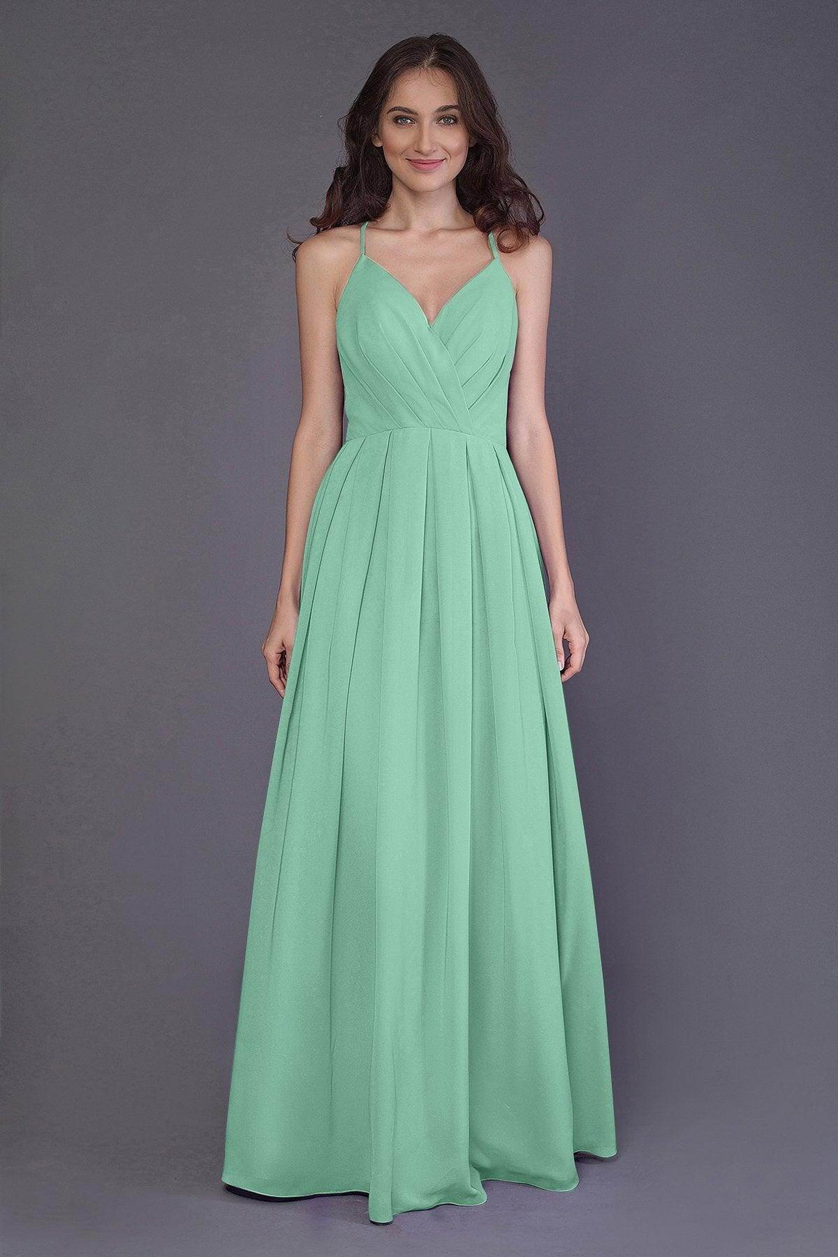 Sheath-Column Floor Length Chiffon Bridesmaid Dress PR3572 - COCOMELODY