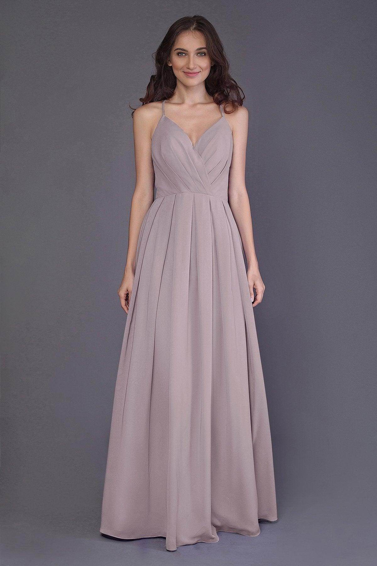 Sheath-Column Floor Length Chiffon Bridesmaid Dress PR3572 - COCOMELODY
