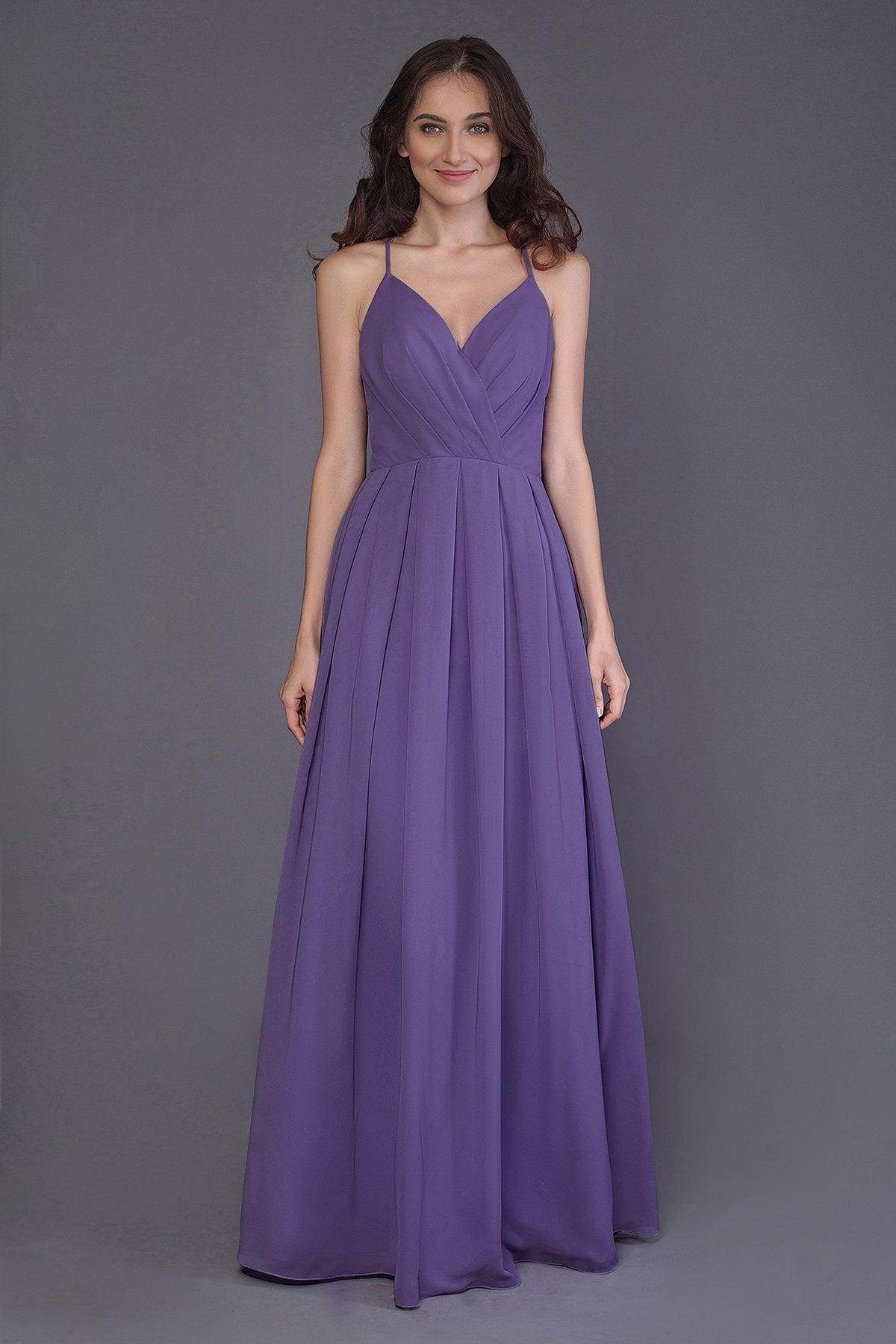 Sheath-Column Floor Length Chiffon Bridesmaid Dress PR3572 - COCOMELODY