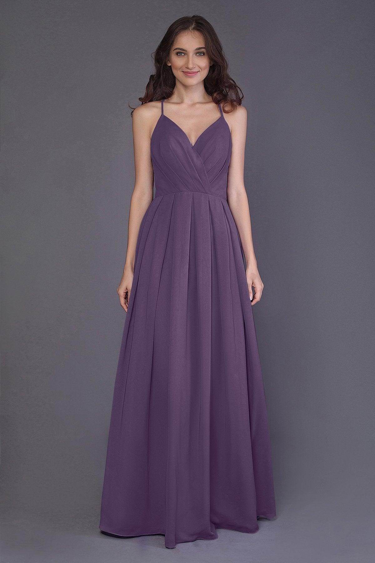 Sheath-Column Floor Length Chiffon Bridesmaid Dress PR3572 - COCOMELODY