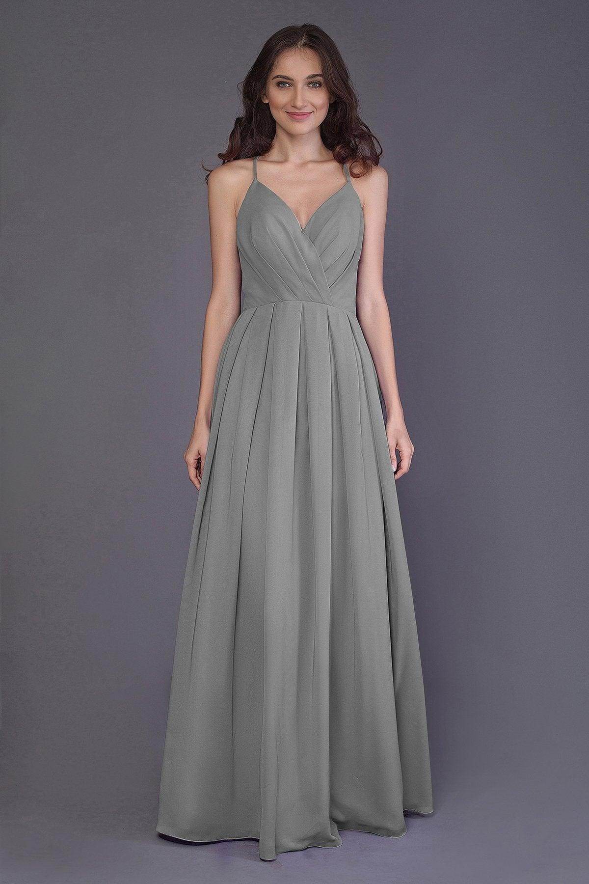 Sheath-Column Floor Length Chiffon Bridesmaid Dress PR3572 - COCOMELODY