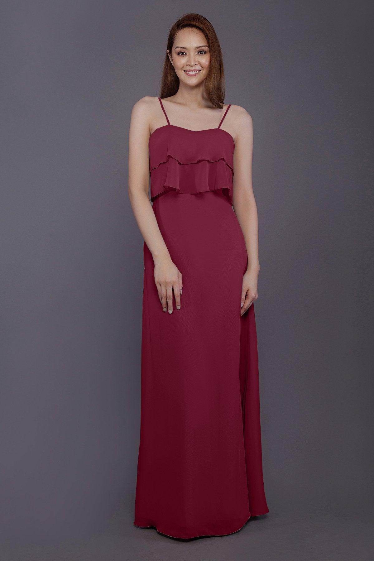 Sheath-Column Floor Length Chiffon Bridesmaid Dress PR3575 - COCOMELODY