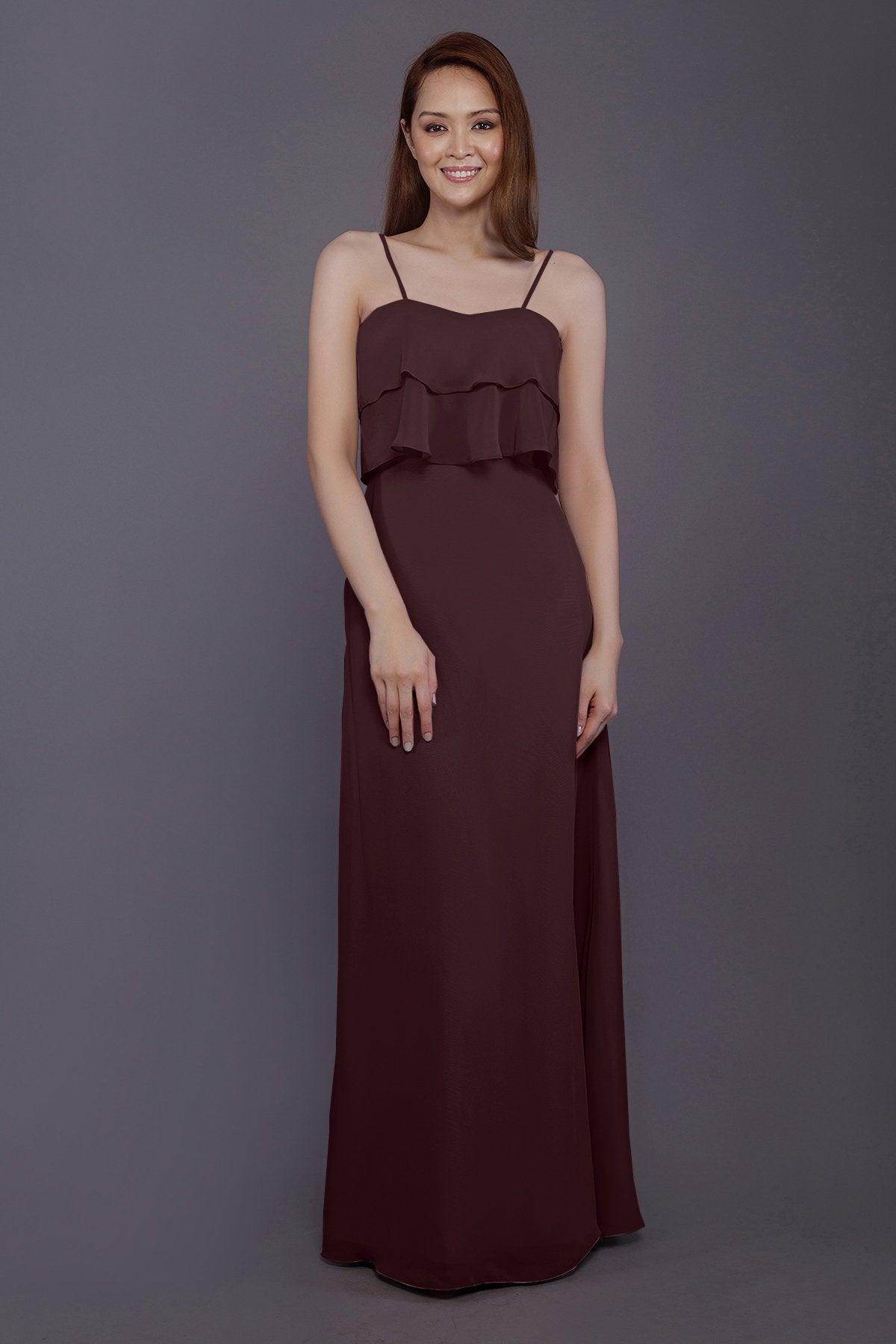 Sheath-Column Floor Length Chiffon Bridesmaid Dress PR3575 - COCOMELODY
