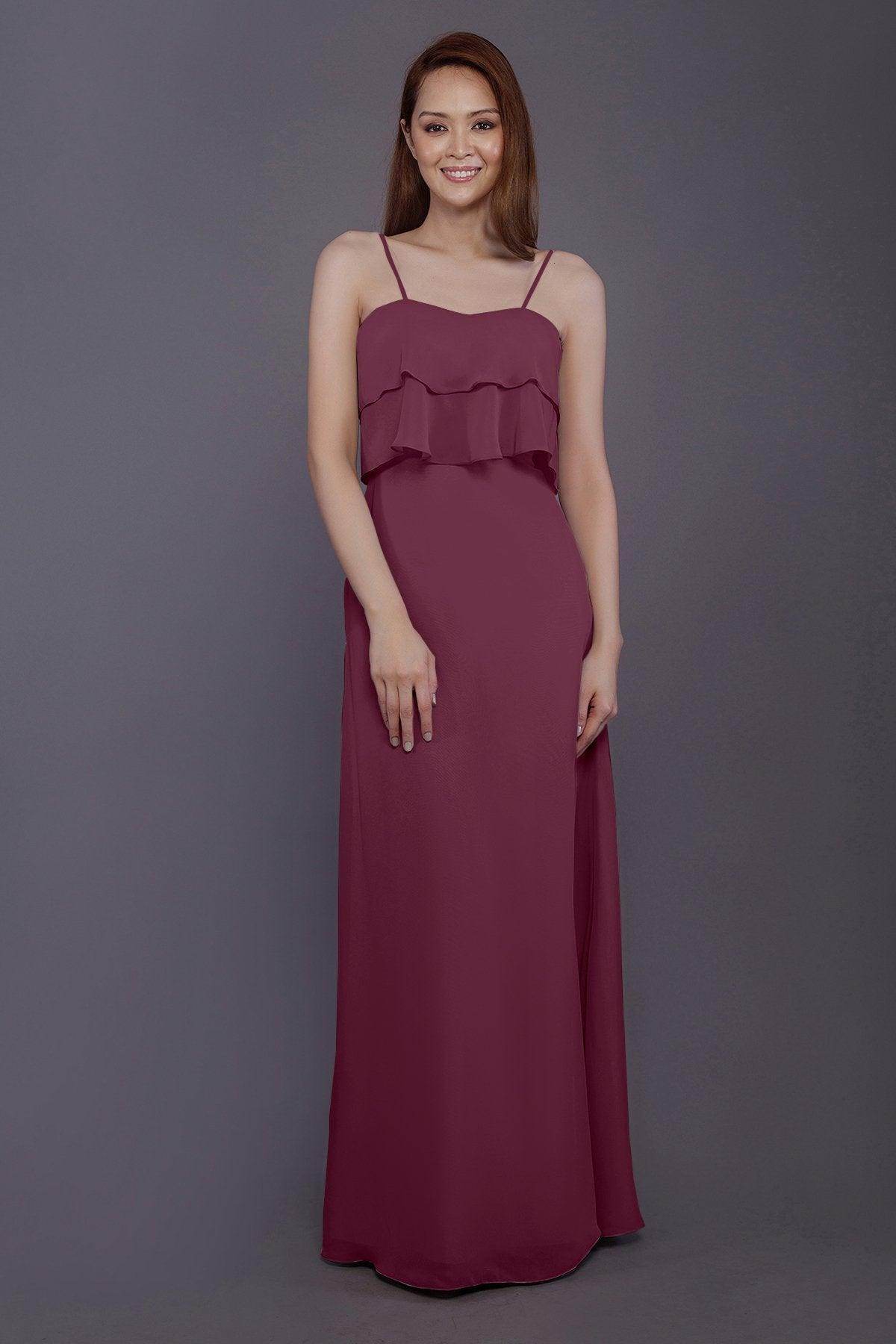 Sheath-Column Floor Length Chiffon Bridesmaid Dress PR3575 - COCOMELODY