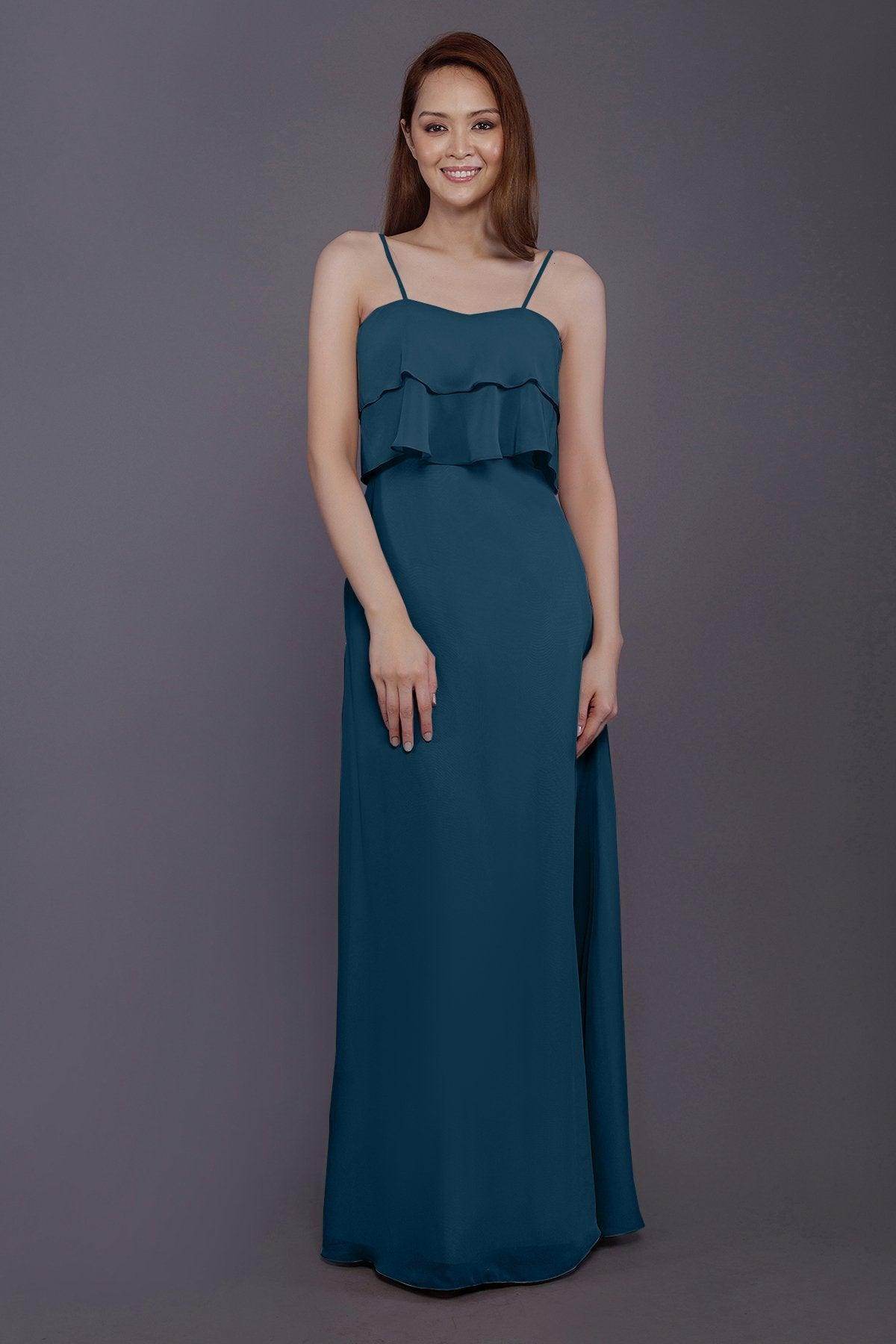 Sheath-Column Floor Length Chiffon Bridesmaid Dress PR3575 - COCOMELODY