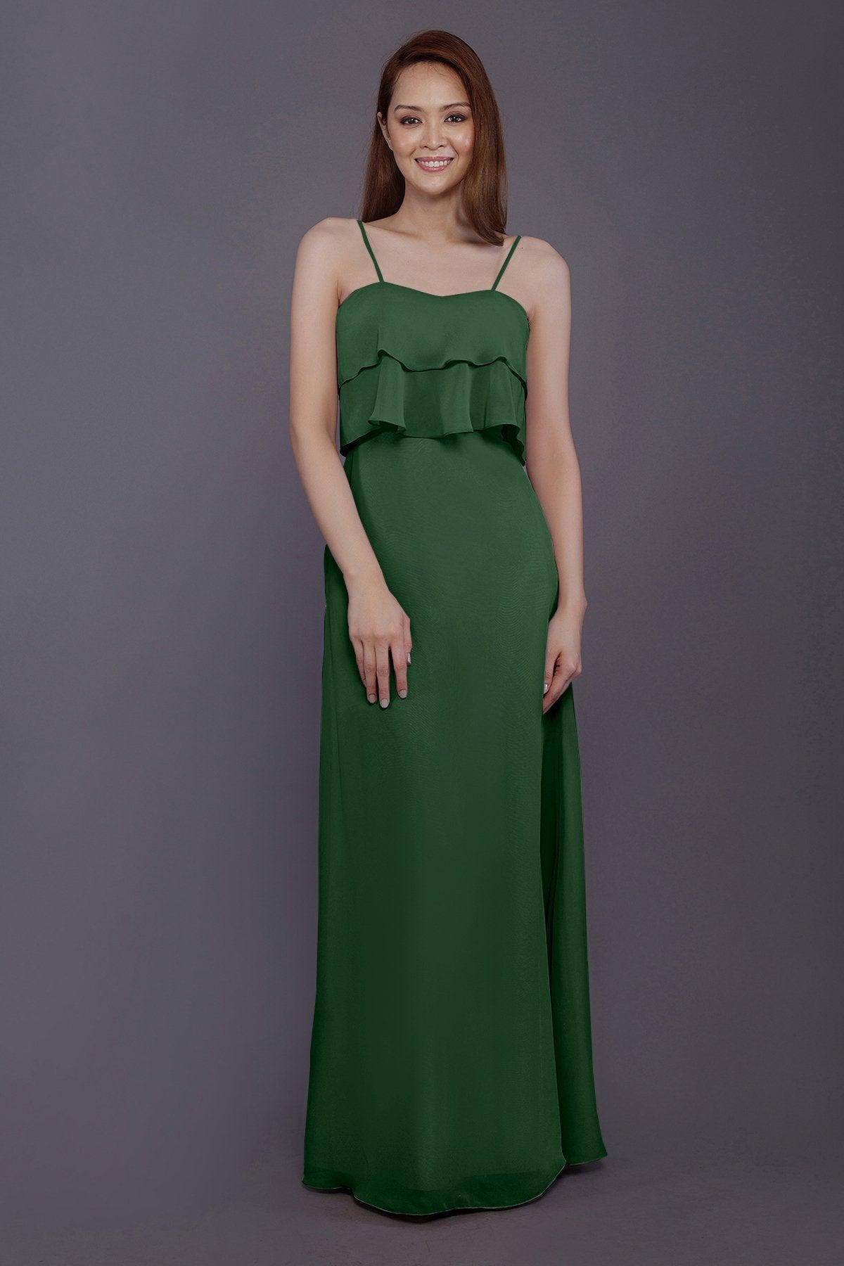Sheath-Column Floor Length Chiffon Bridesmaid Dress PR3575 - COCOMELODY