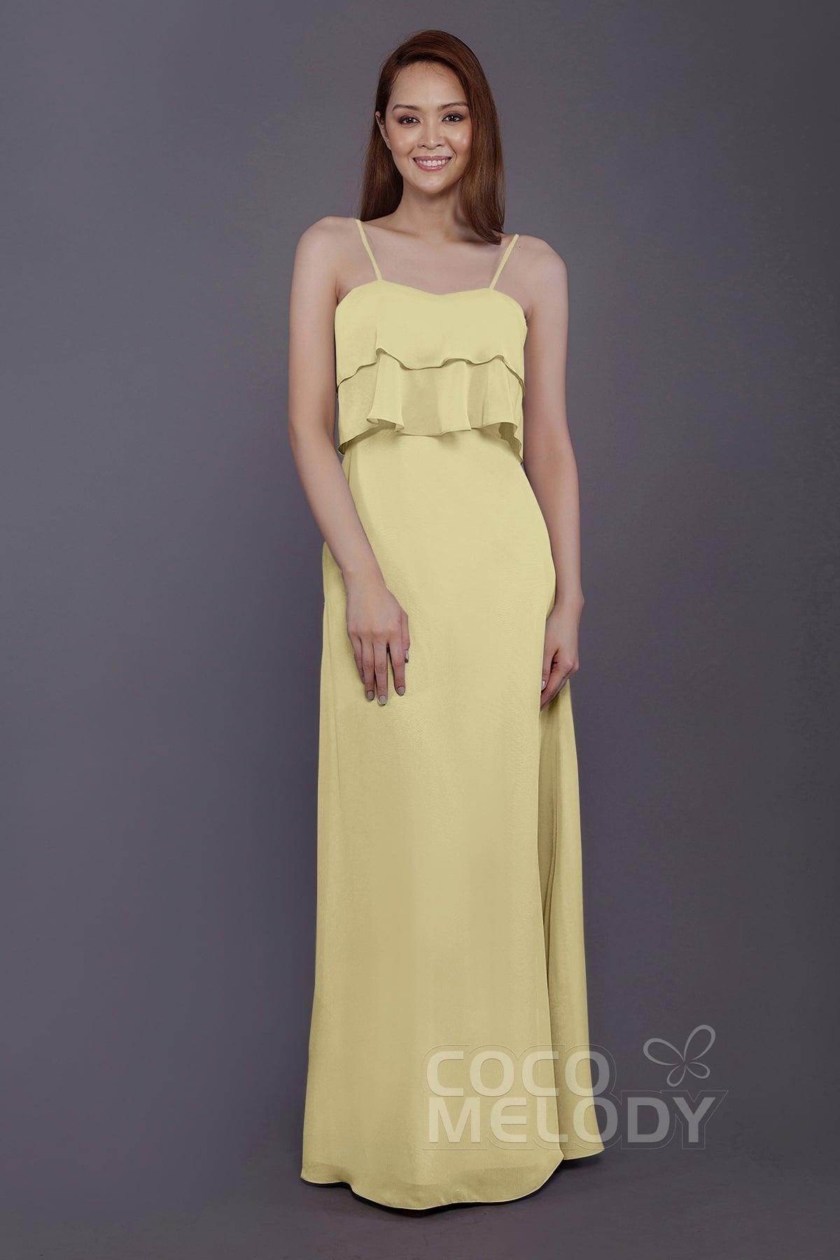 Sheath-Column Floor Length Chiffon Bridesmaid Dress PR3575 - COCOMELODY