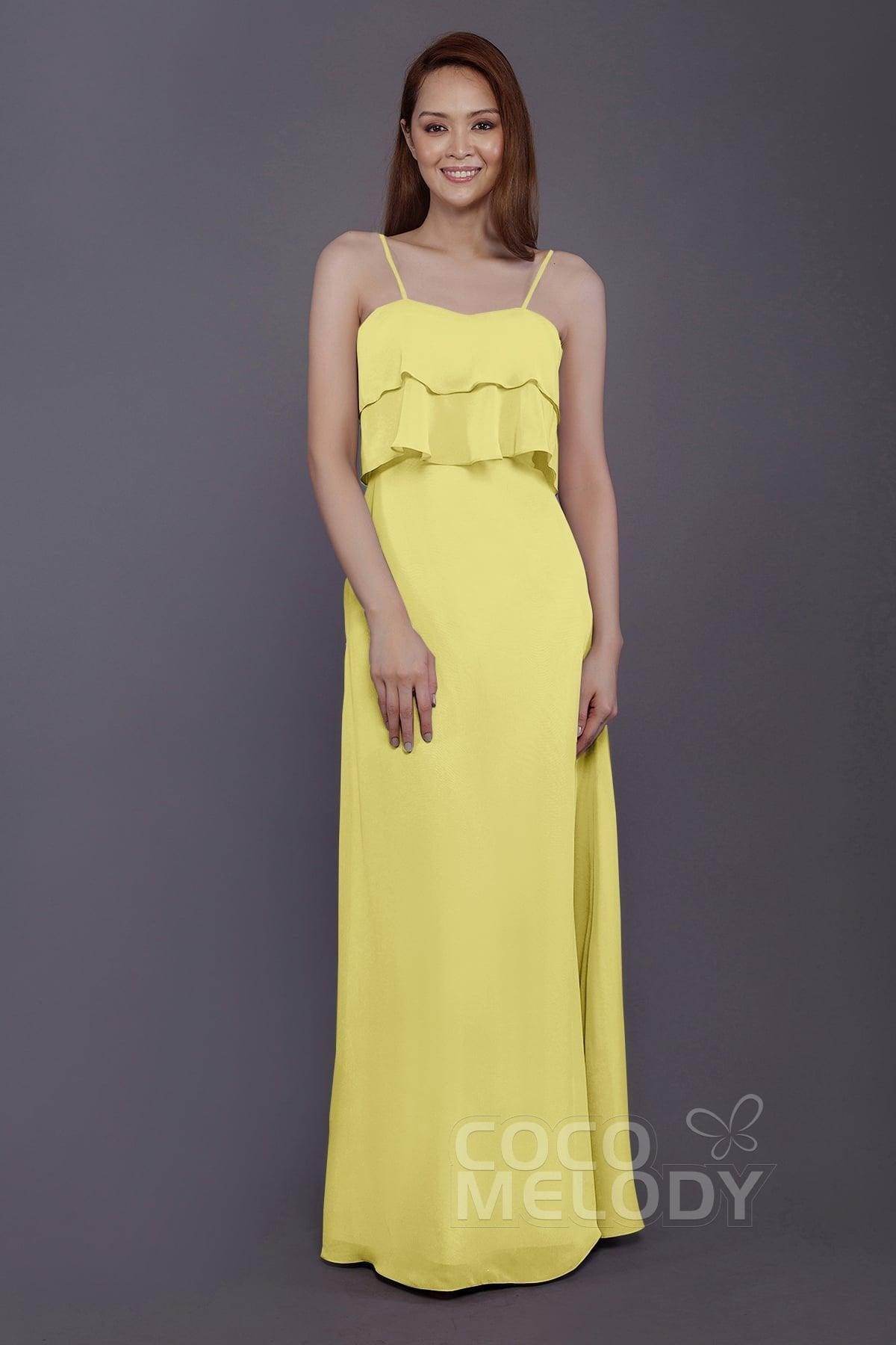 Sheath-Column Floor Length Chiffon Bridesmaid Dress PR3575 - COCOMELODY