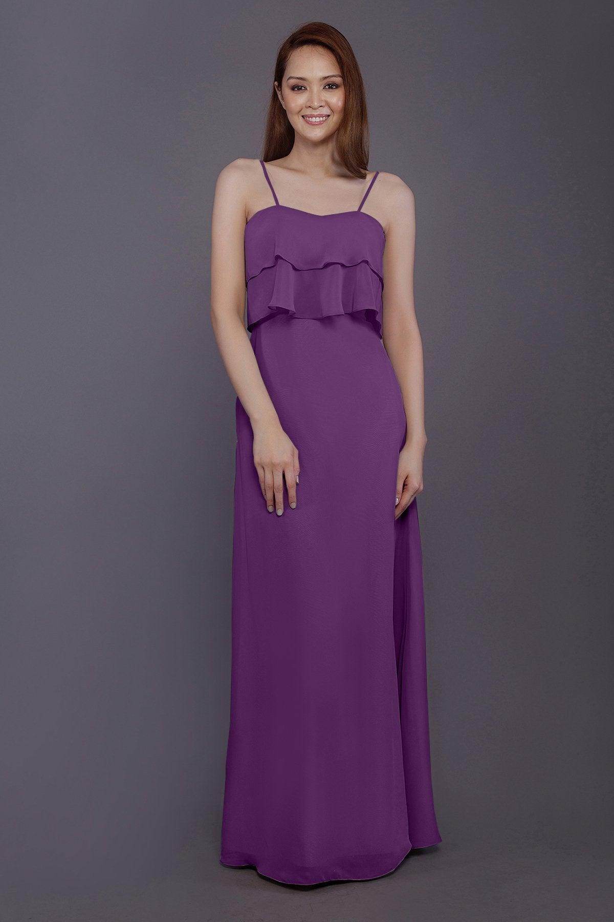 Sheath-Column Floor Length Chiffon Bridesmaid Dress PR3575 - COCOMELODY