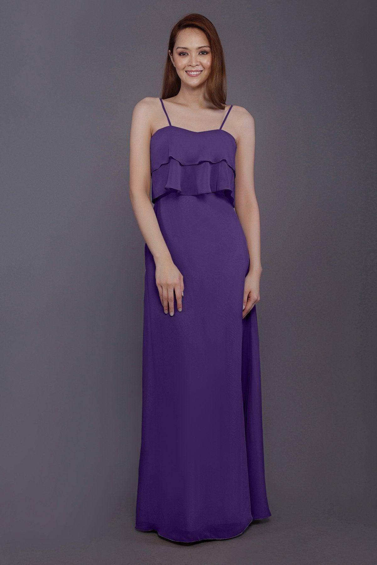 Sheath-Column Floor Length Chiffon Bridesmaid Dress PR3575 - COCOMELODY