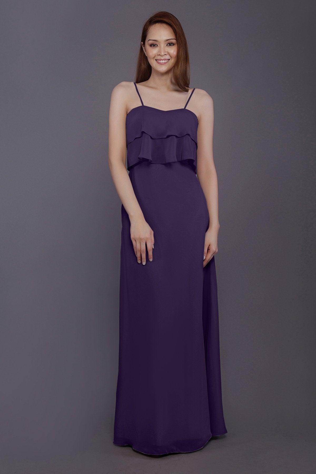 Sheath-Column Floor Length Chiffon Bridesmaid Dress PR3575 - COCOMELODY