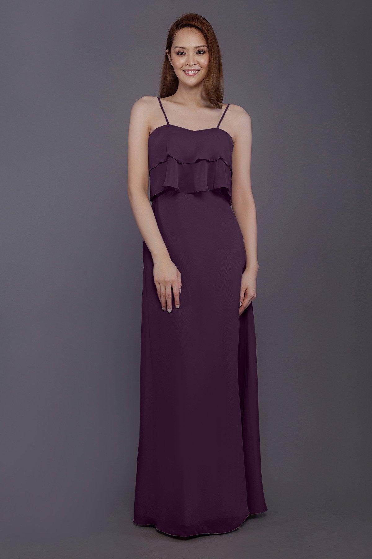 Sheath-Column Floor Length Chiffon Bridesmaid Dress PR3575 - COCOMELODY