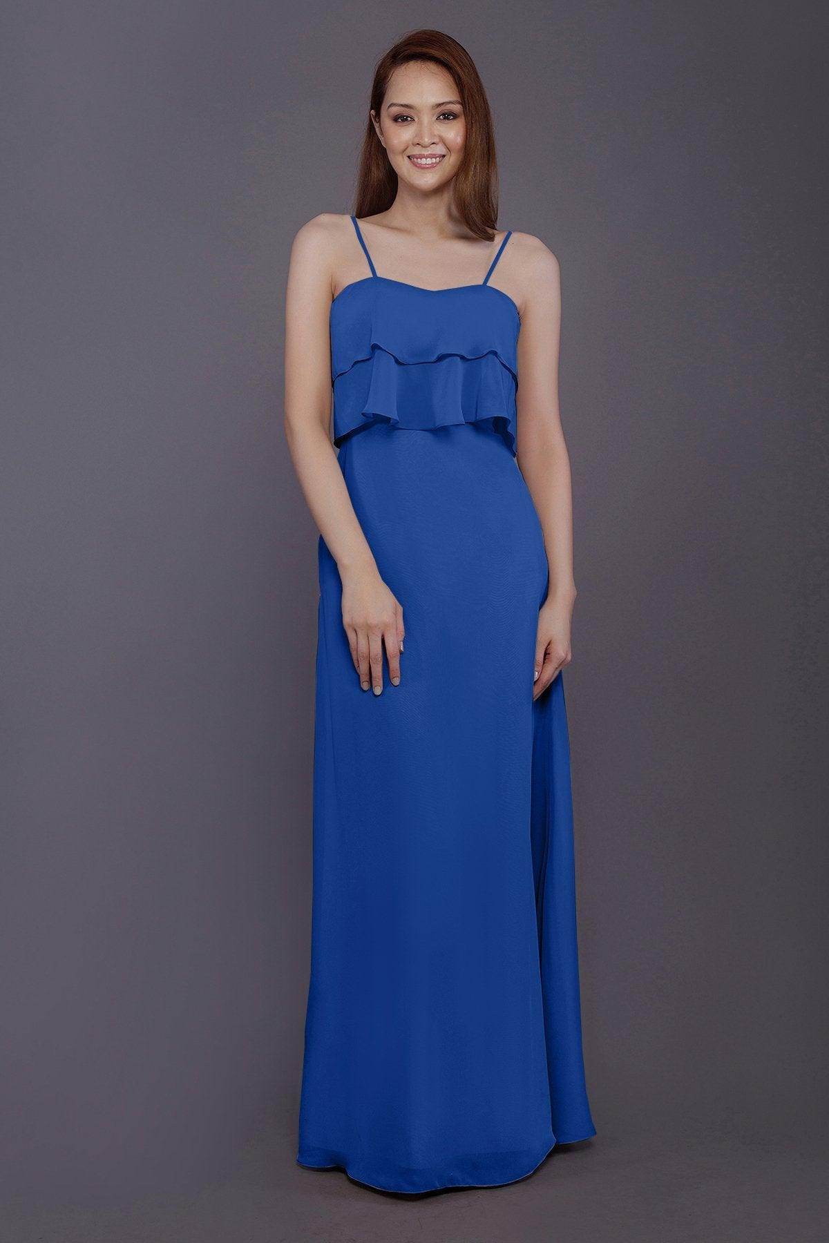 Sheath-Column Floor Length Chiffon Bridesmaid Dress PR3575 - COCOMELODY