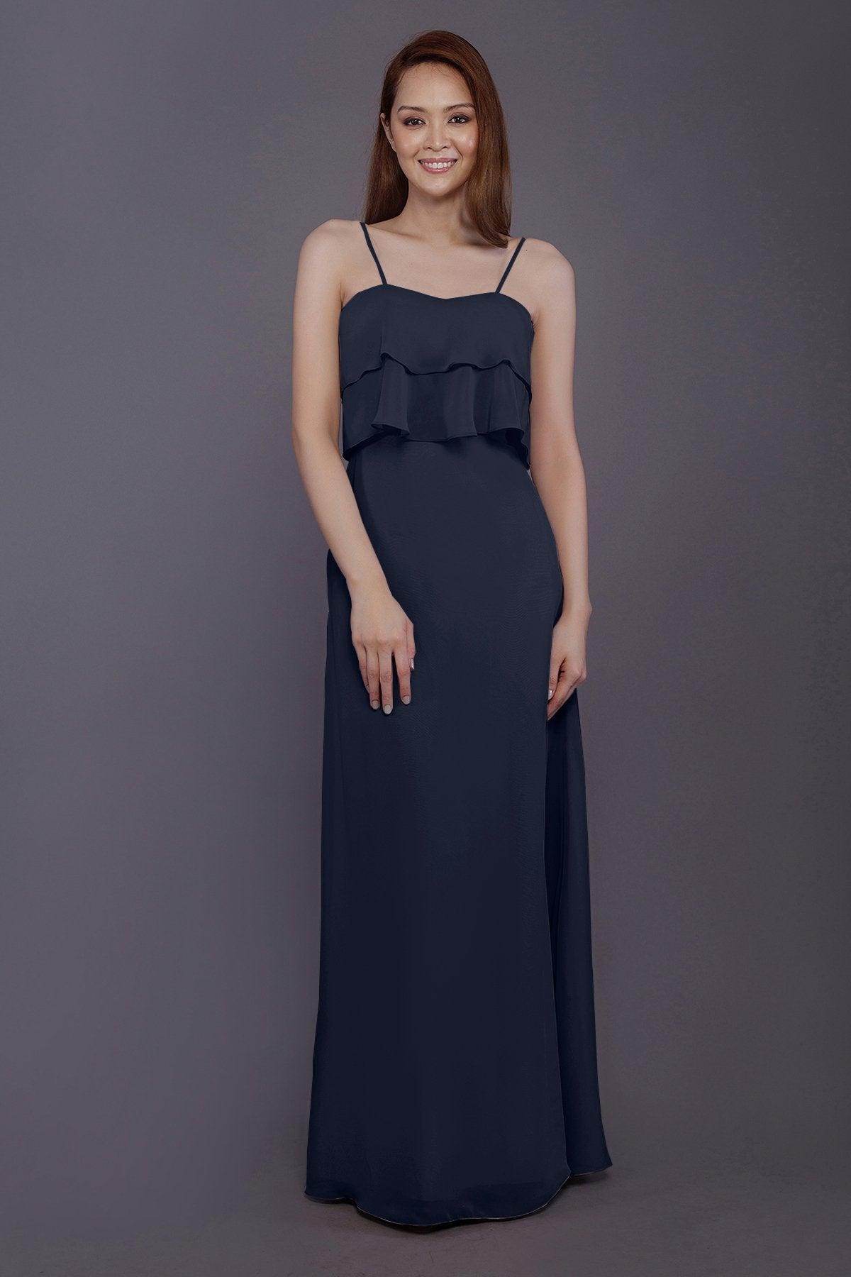 Sheath-Column Floor Length Chiffon Bridesmaid Dress PR3575 - COCOMELODY