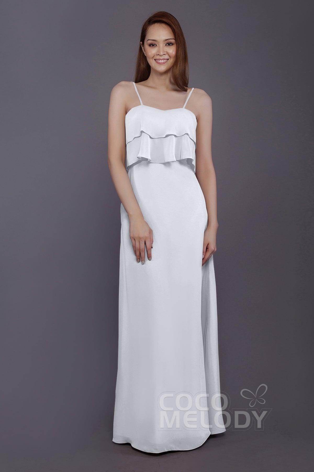 Sheath-Column Floor Length Chiffon Bridesmaid Dress PR3575 - COCOMELODY