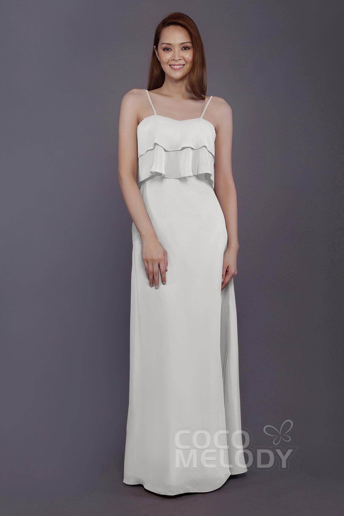 Sheath-Column Floor Length Chiffon Bridesmaid Dress PR3575 - COCOMELODY