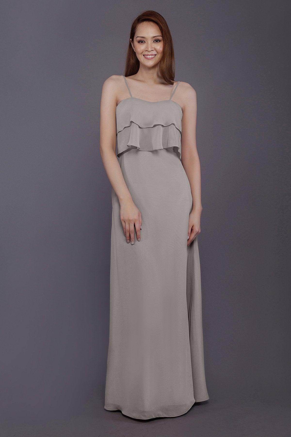 Sheath-Column Floor Length Chiffon Bridesmaid Dress PR3575 - COCOMELODY