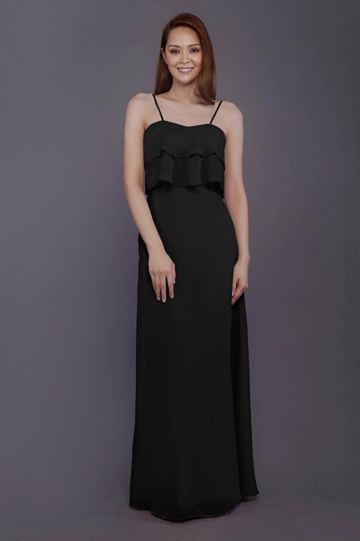 Sheath-Column Floor Length Chiffon Bridesmaid Dress PR3575 - COCOMELODY