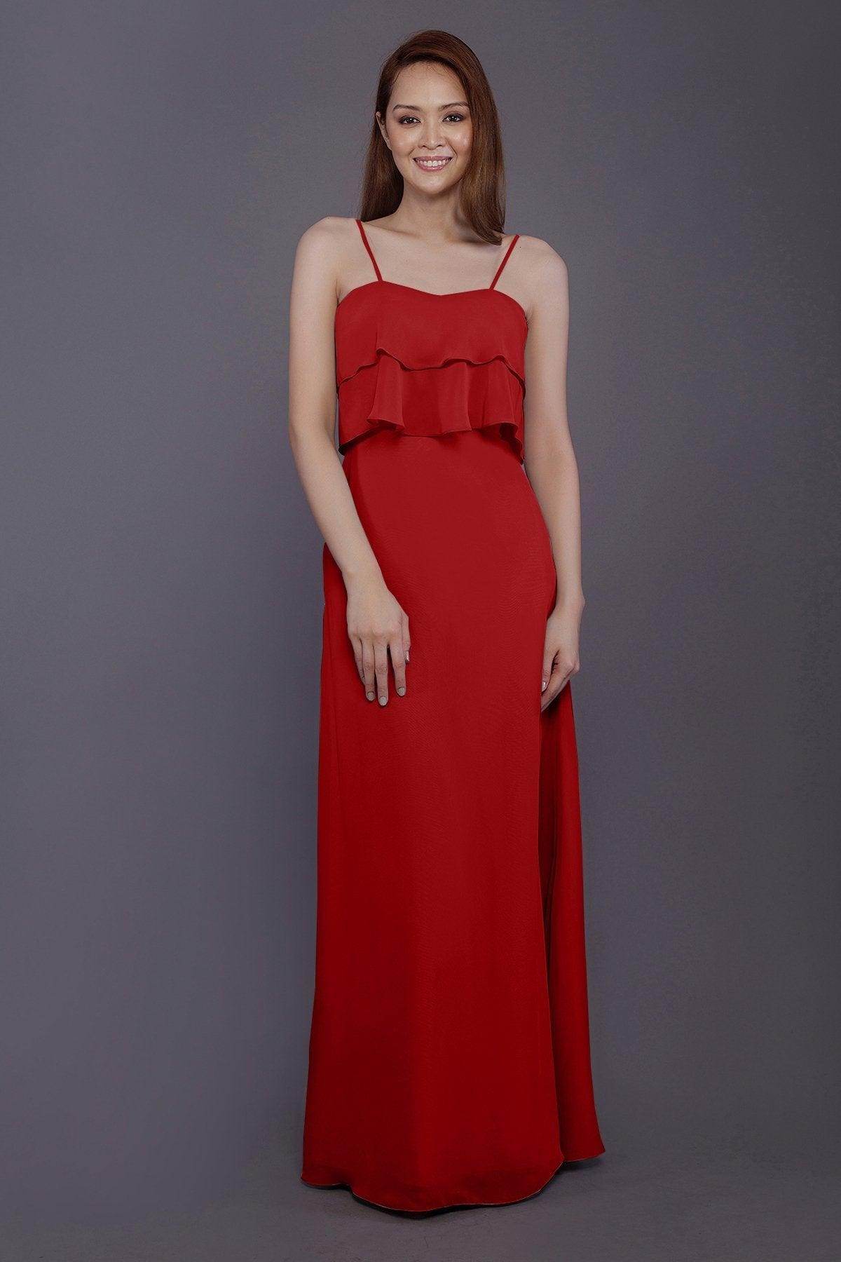 Sheath-Column Floor Length Chiffon Bridesmaid Dress PR3575 - COCOMELODY